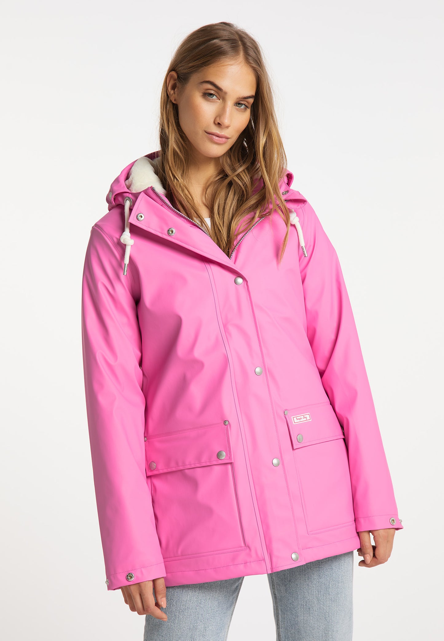 myMo women's rain jacket with faux fur lining