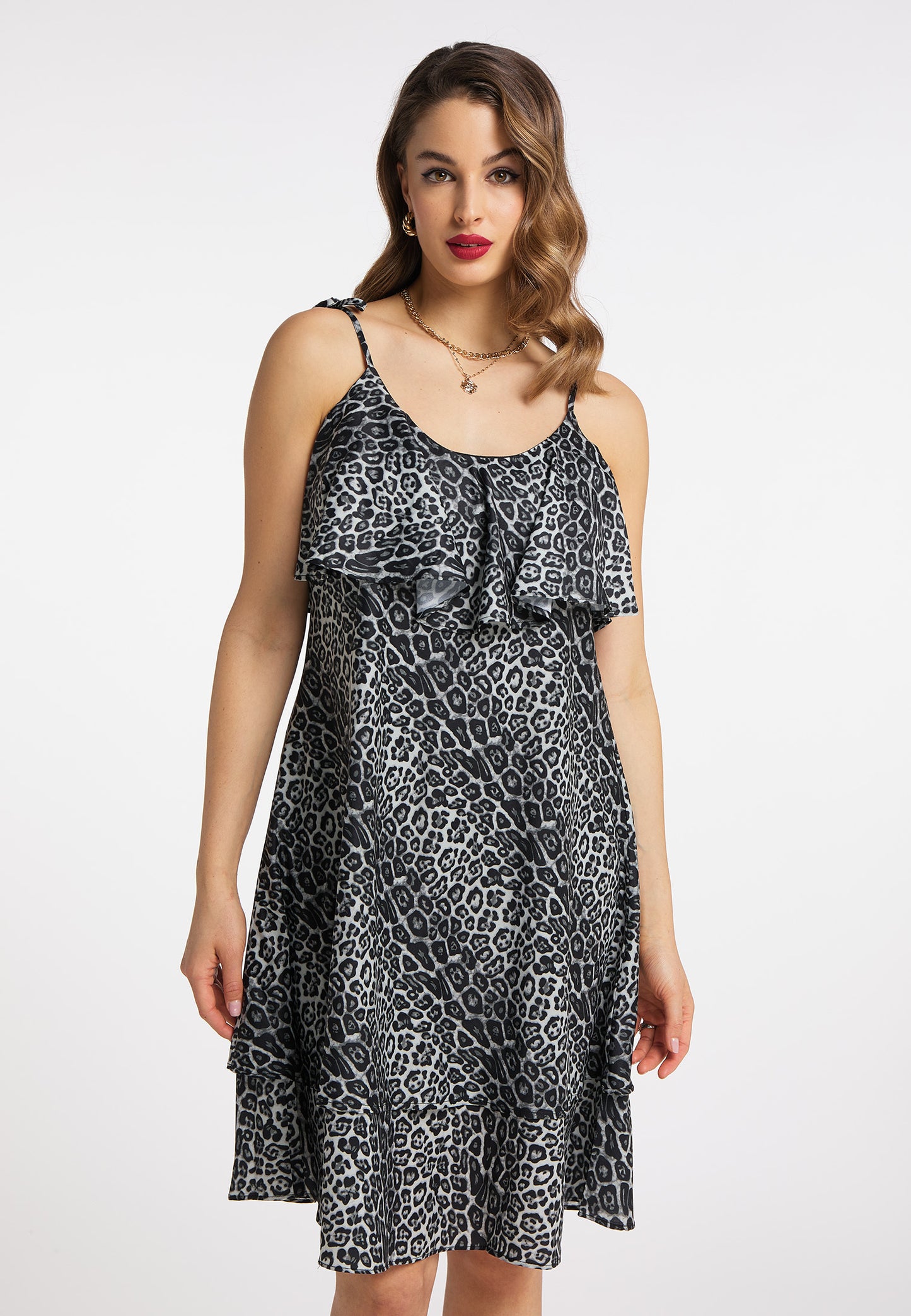 faina women's dress with leopard print