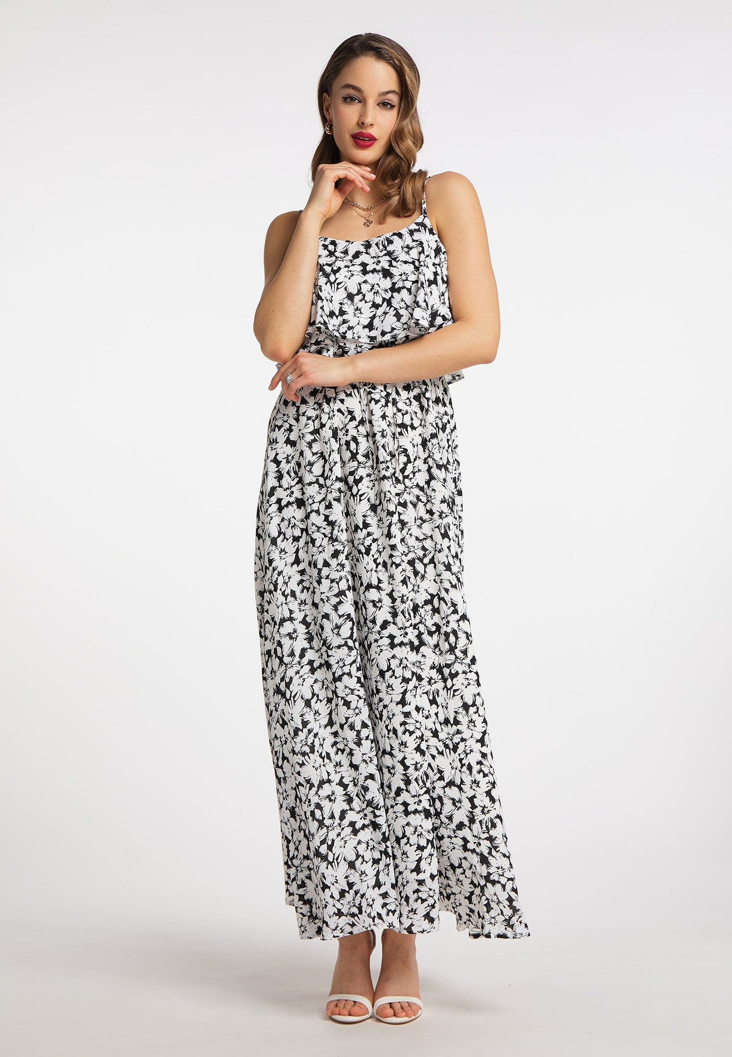 faina damska sukienka maxi w kwiaty
