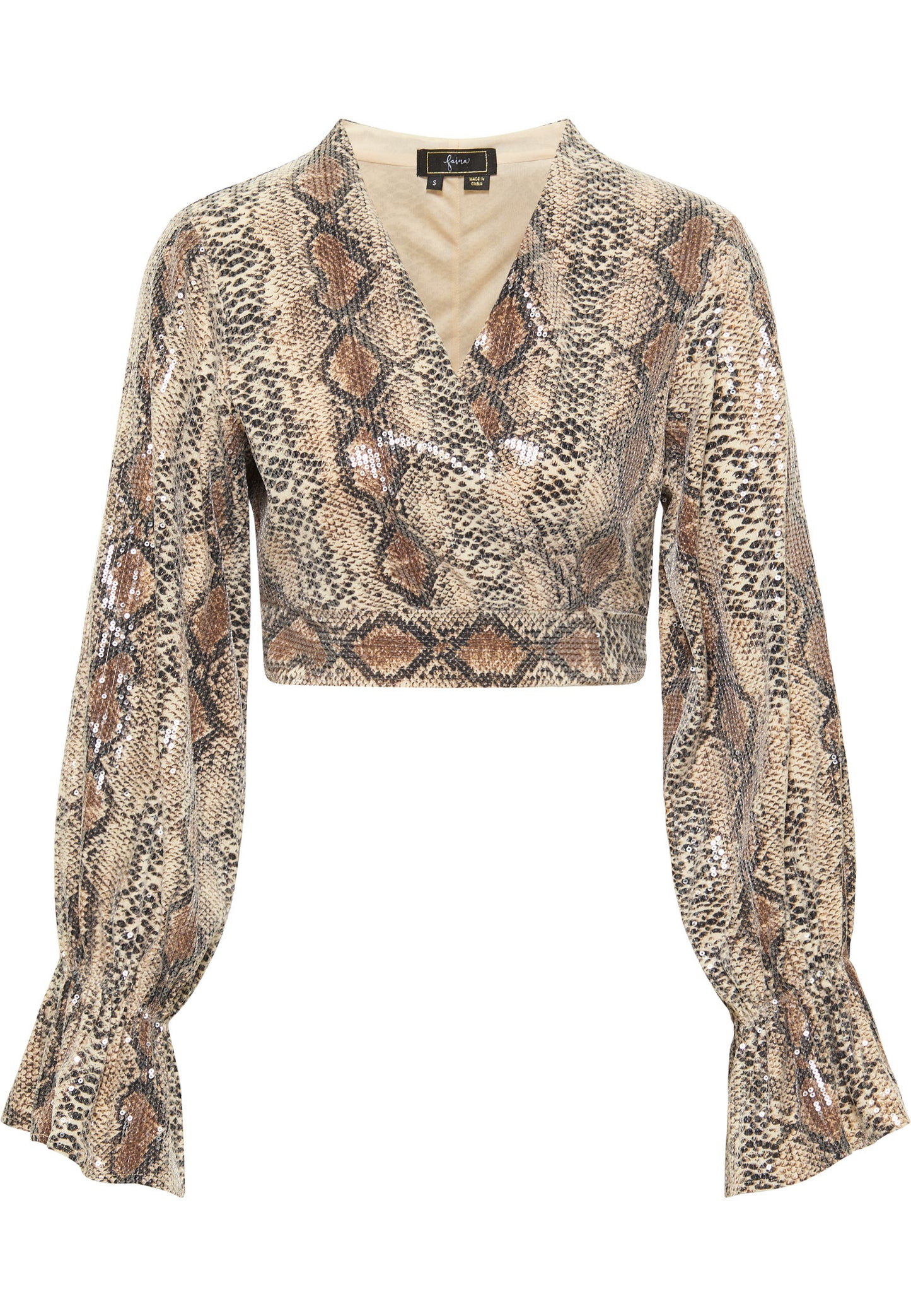 faina women's wrap blouse with sequins