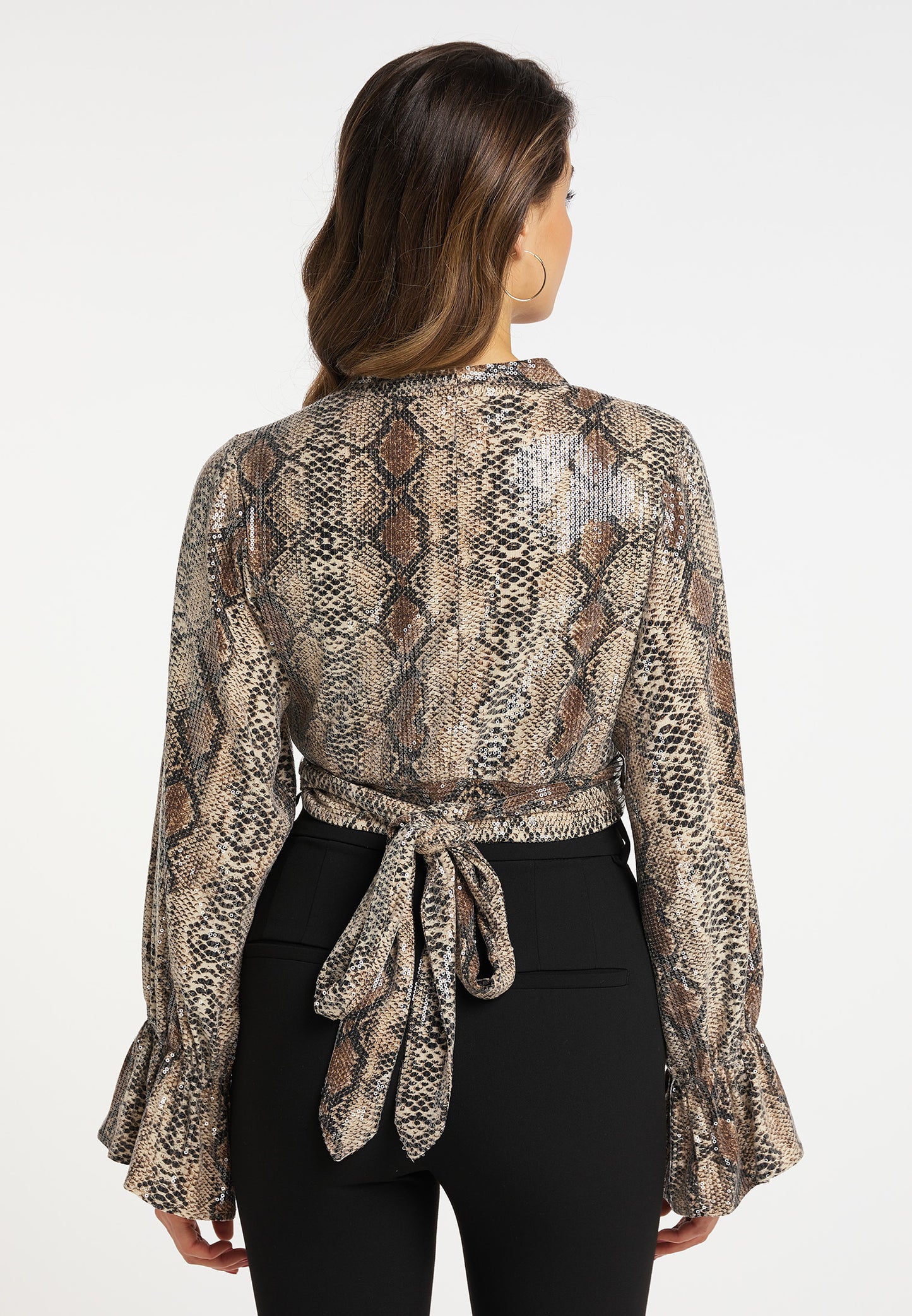 faina women's wrap blouse with sequins