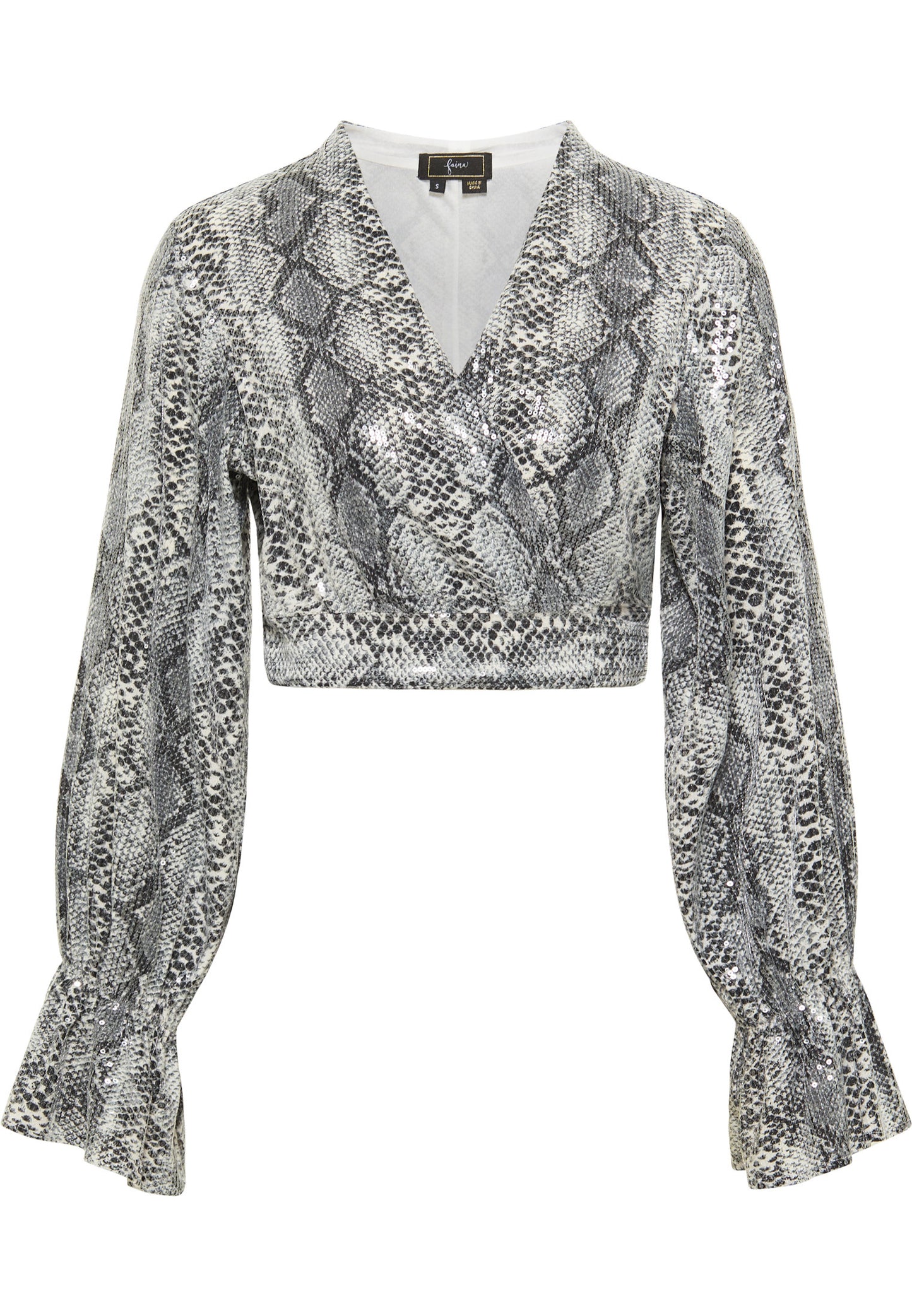 faina women's wrap blouse with sequins