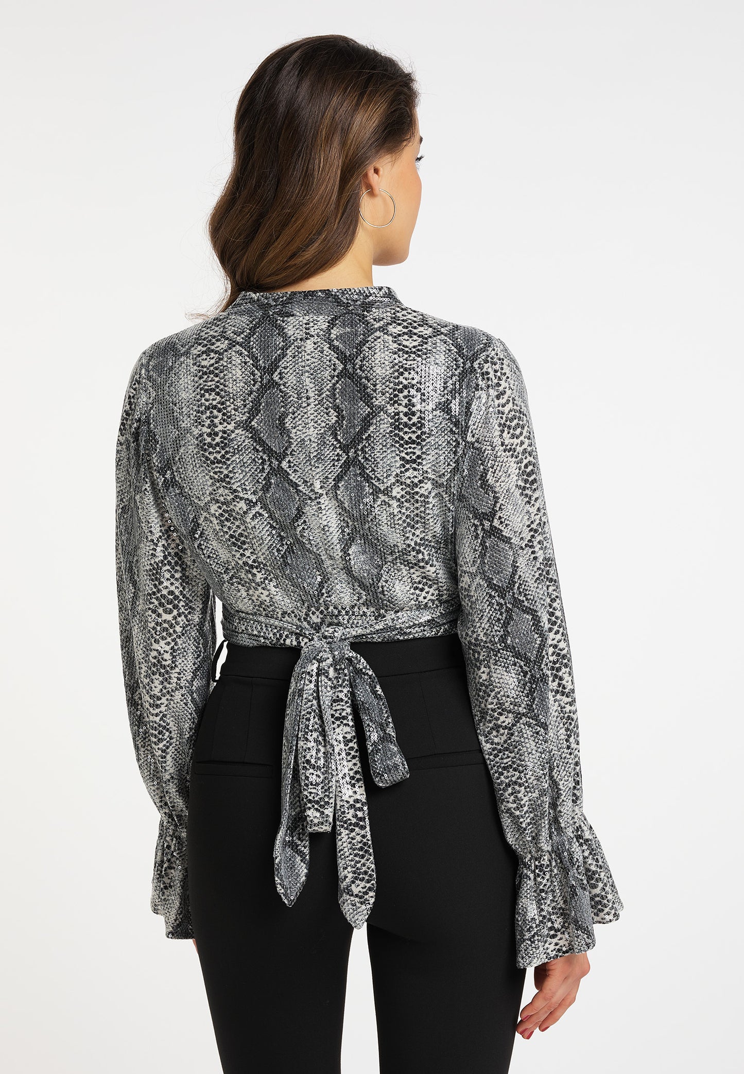 faina women's wrap blouse with sequins