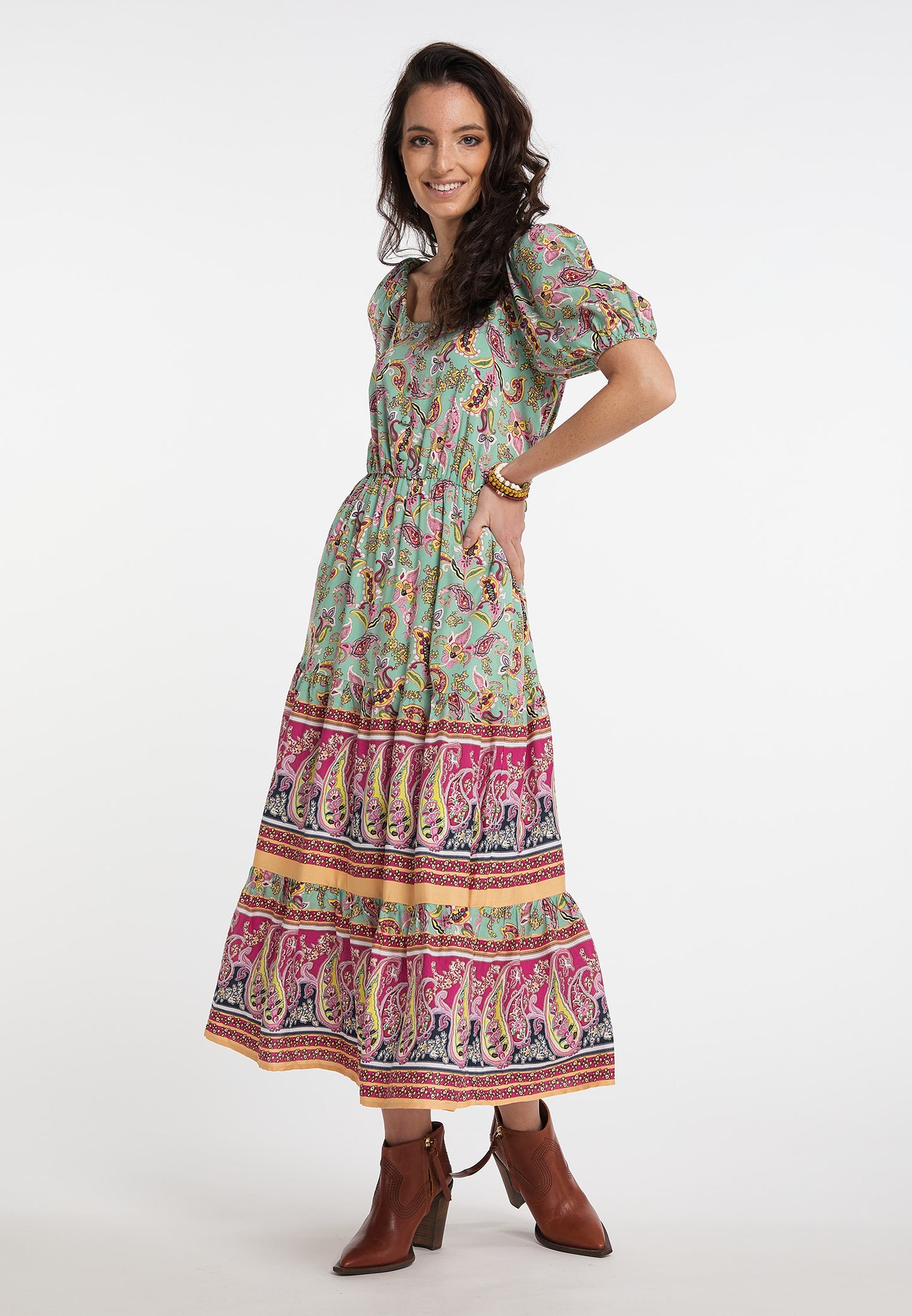 usha FESTIVAL women's paisley print midi dress