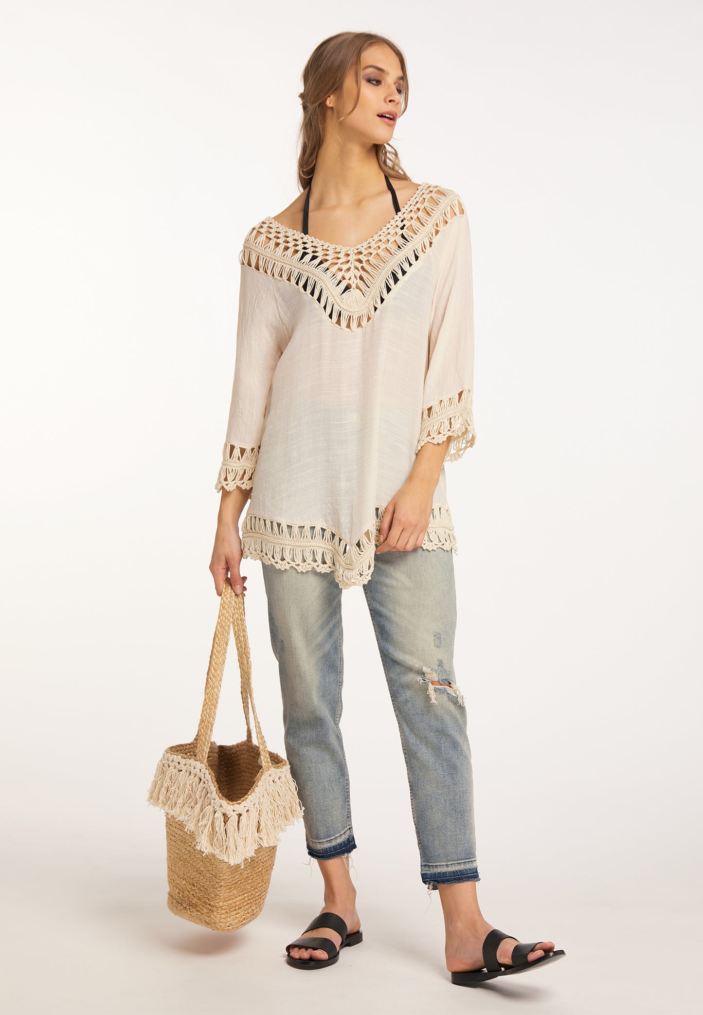 IZIA women's tunic with crochet section