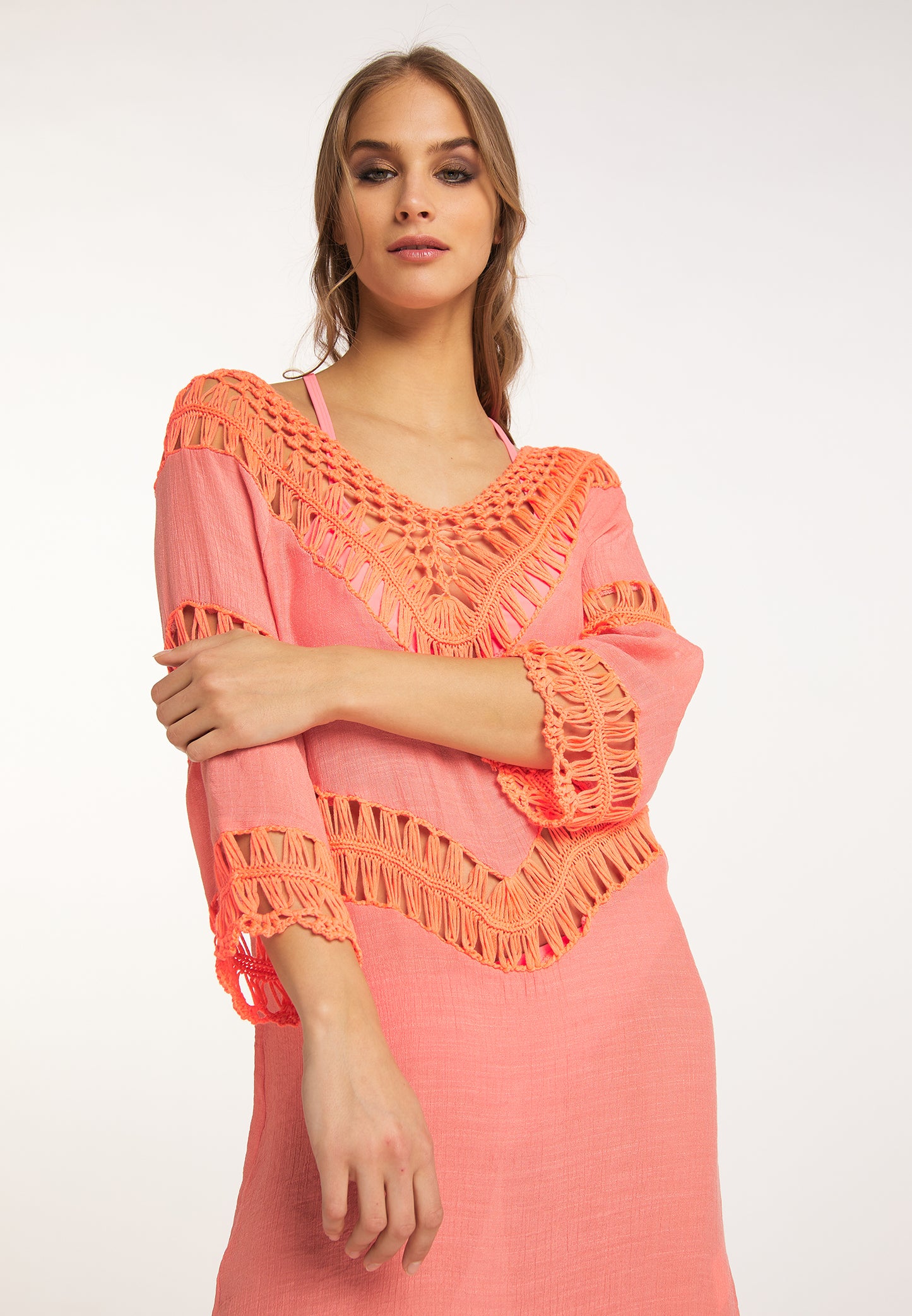 IZIA women's tunic dress mini with crochet section