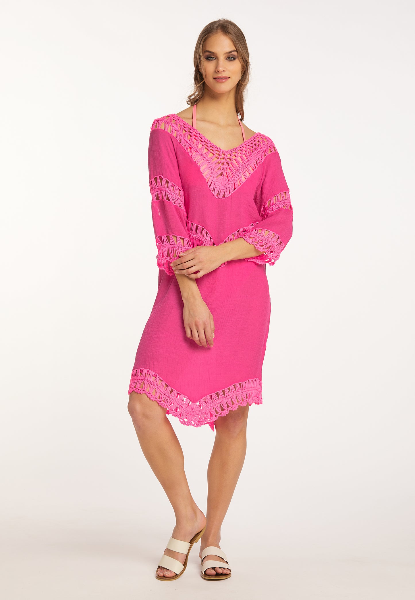 IZIA women's tunic dress mini with crochet section