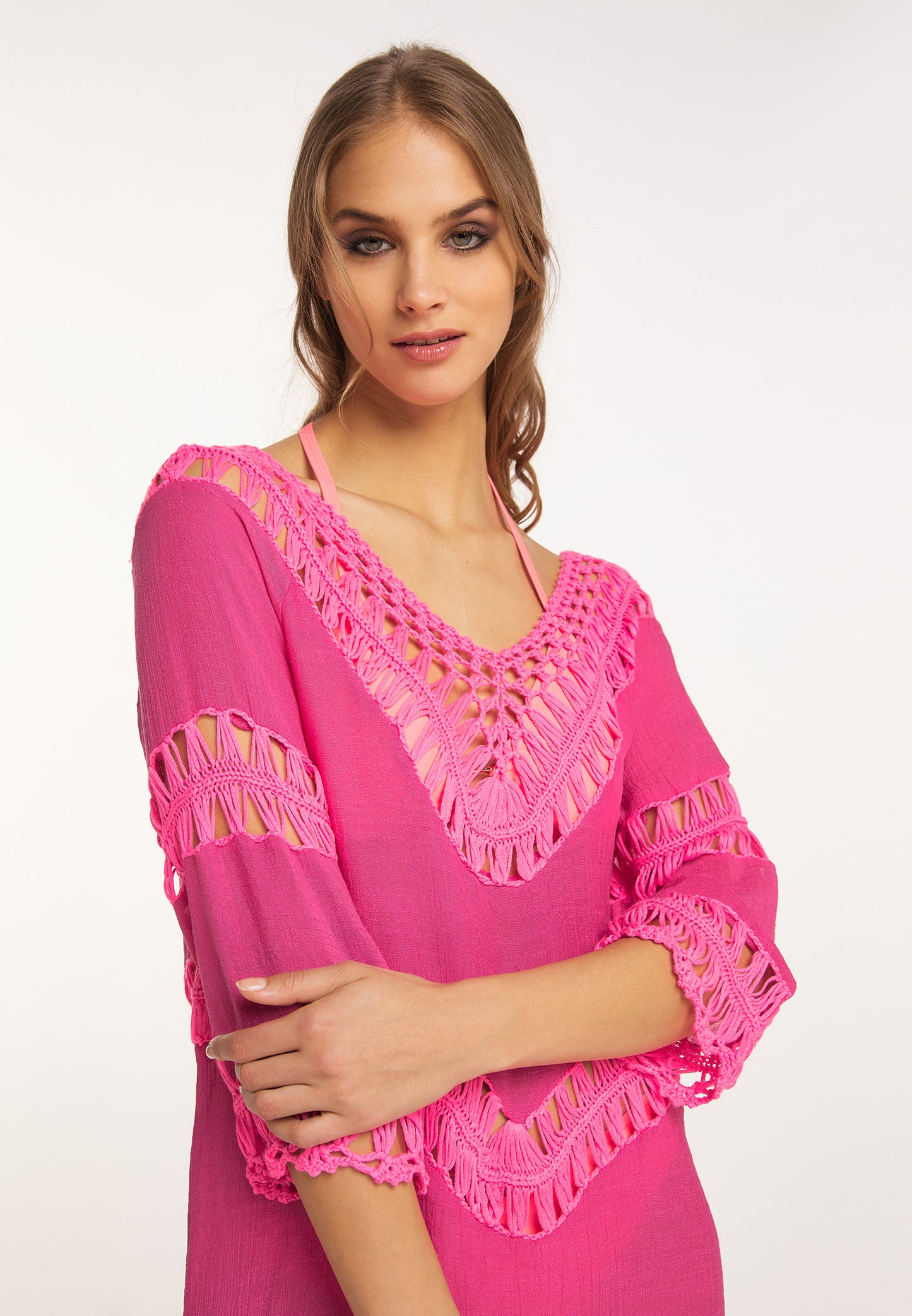 IZIA women's tunic dress mini with crochet section