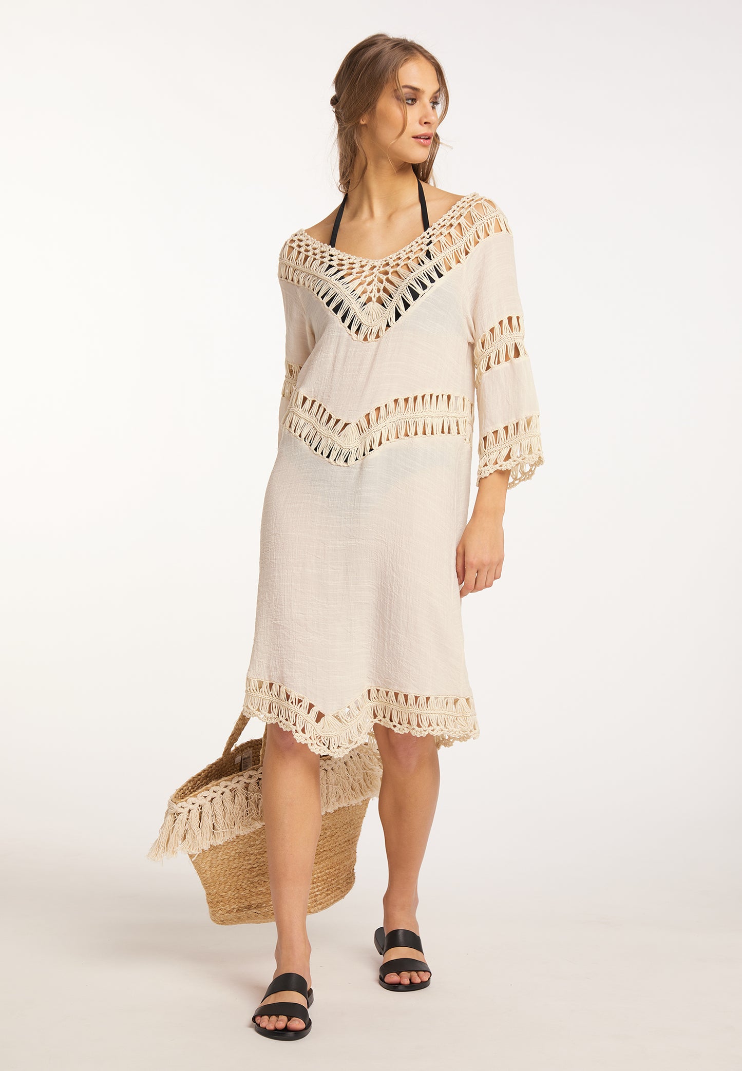 IZIA women's tunic dress mini with crochet section