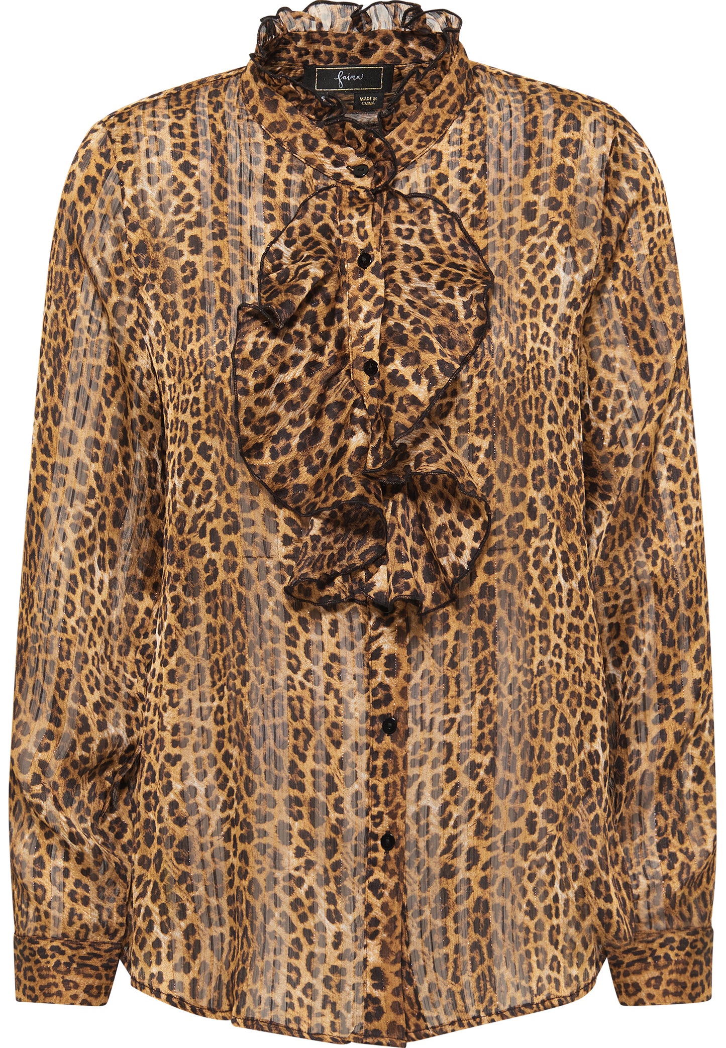 faina women's ruffled blouse with leopard print