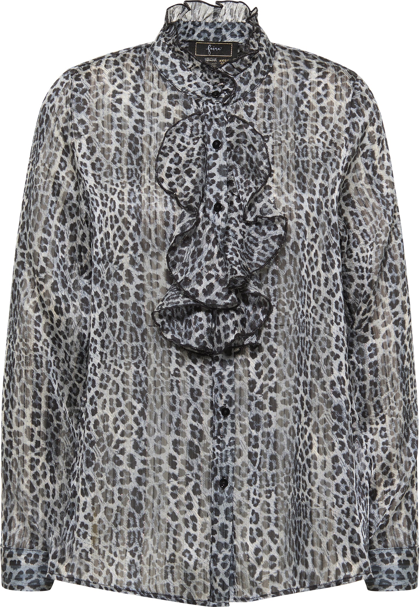 faina women's ruffled blouse with leopard print