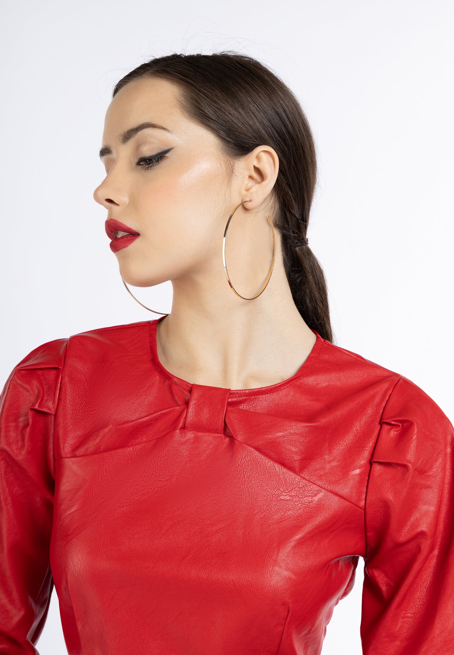 faina women's faux leather blouse