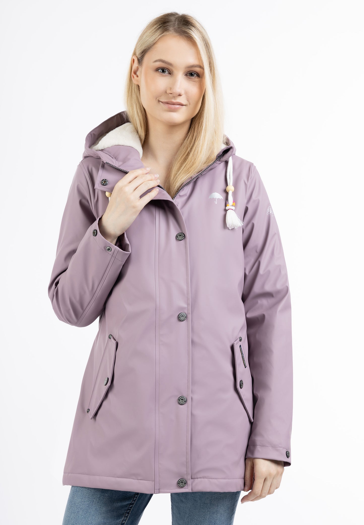 Schmuddelwedda women's rain jacket with faux fur lining