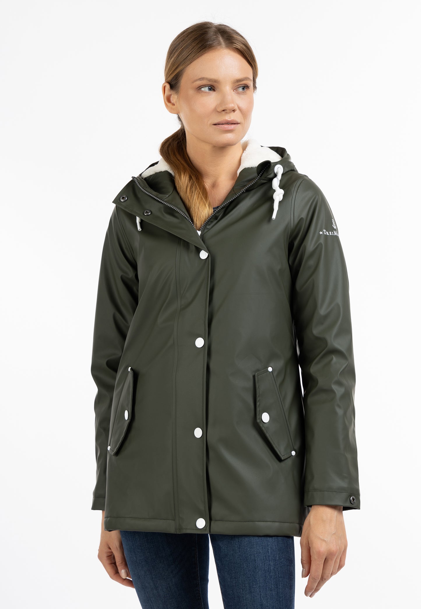 DreiMaster Maritim women's rain jacket with faux fur lining