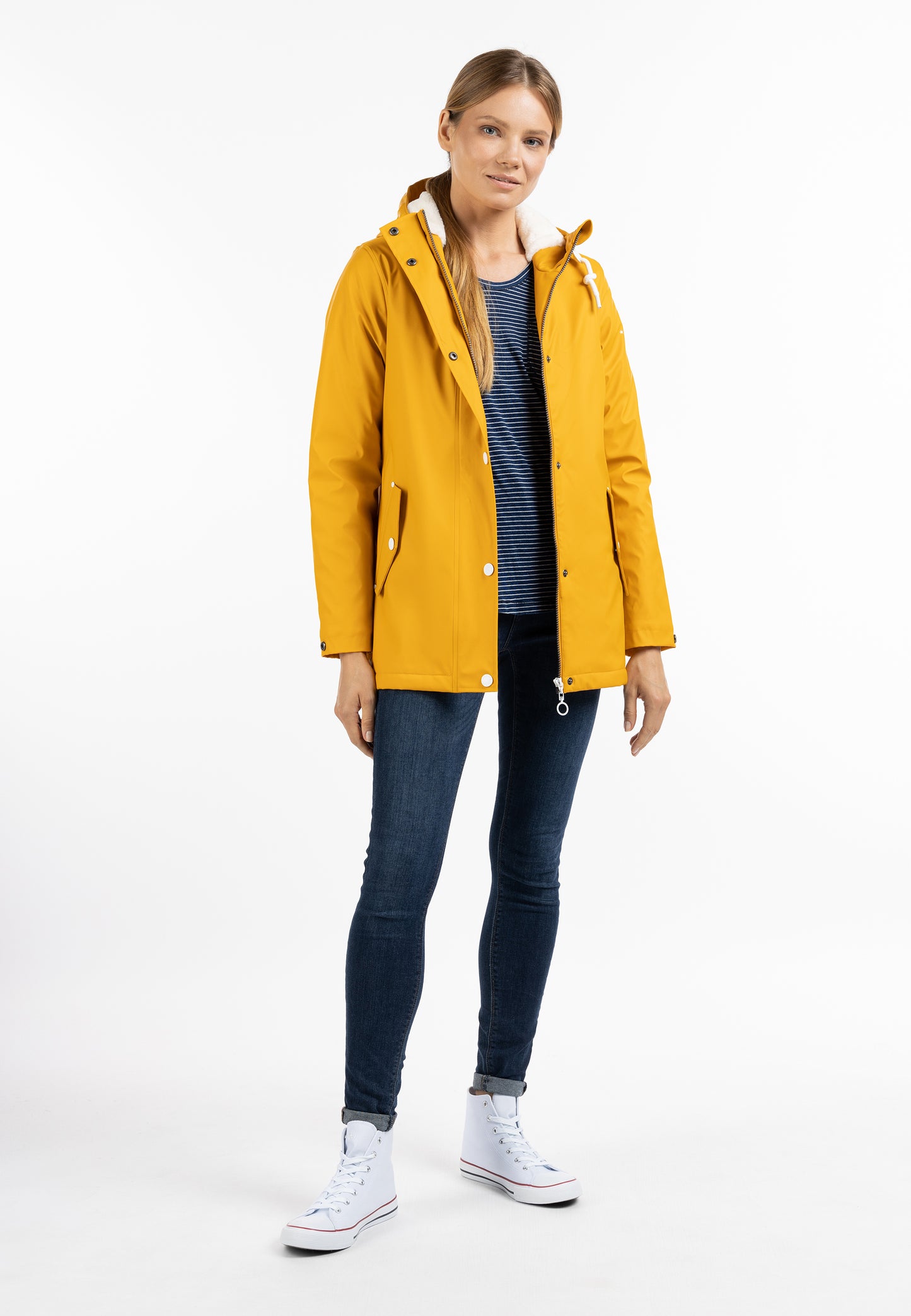 DreiMaster Maritim women's rain jacket with faux fur lining