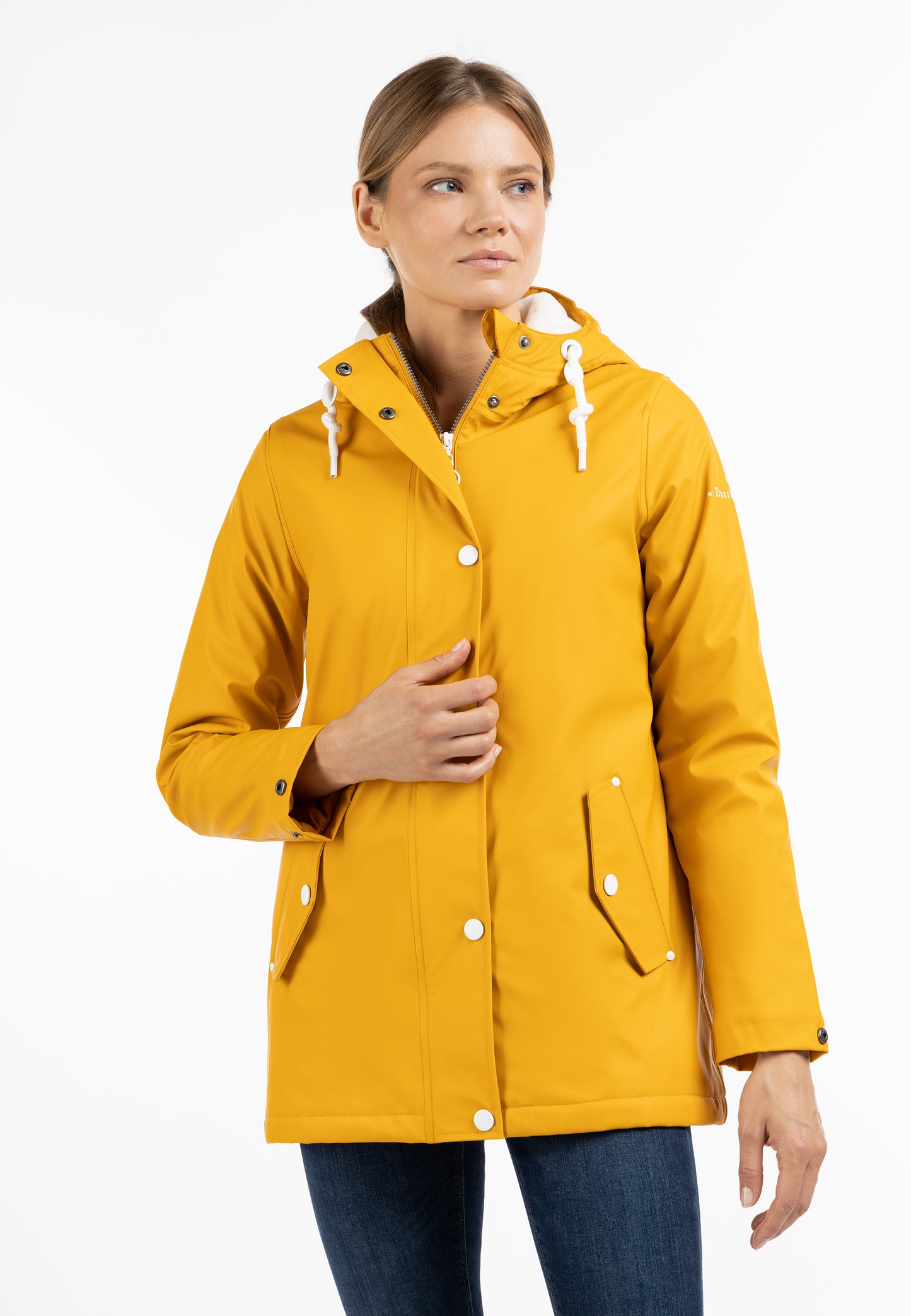 DreiMaster Maritim women's rain jacket with faux fur lining