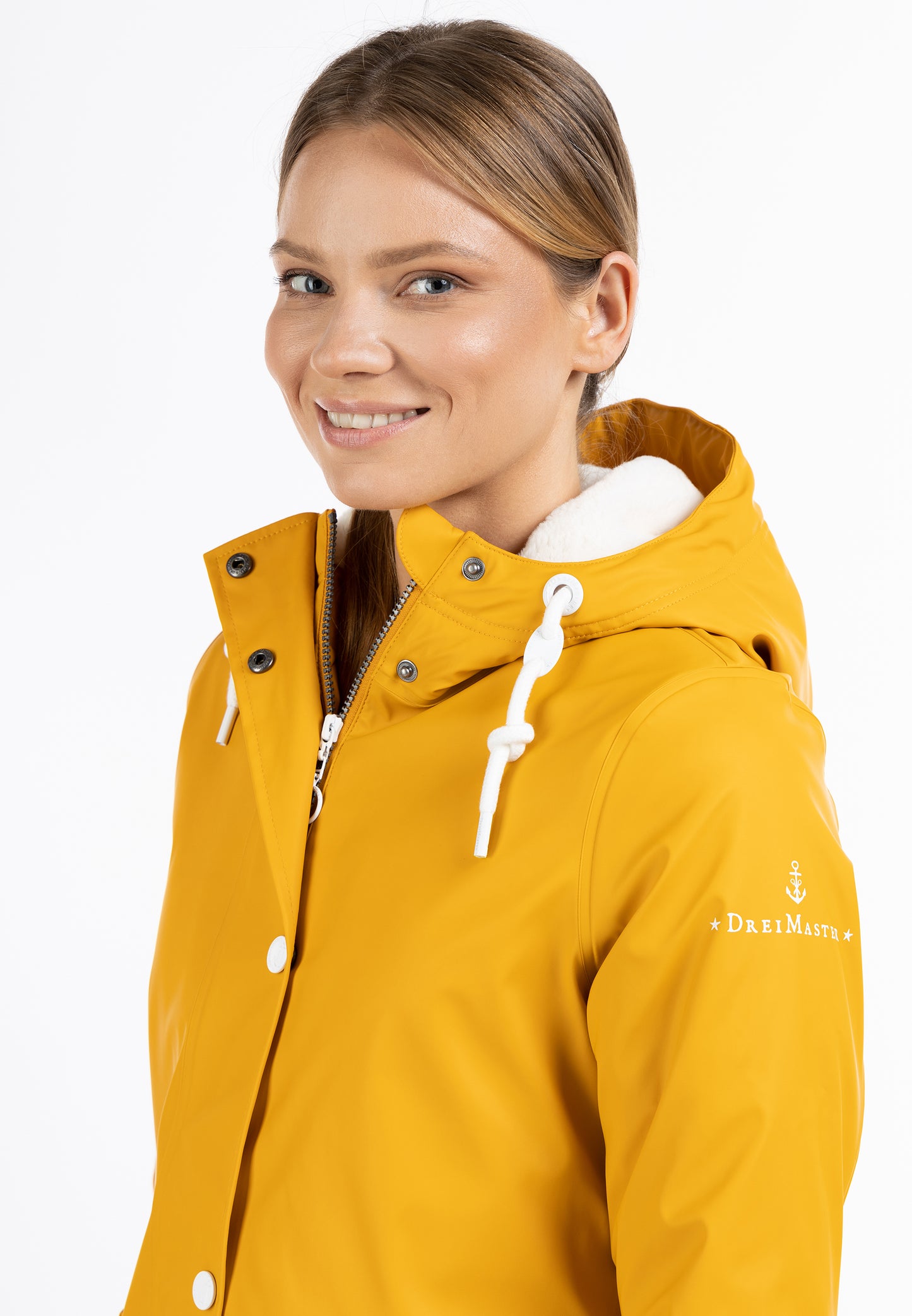 DreiMaster Maritim women's rain jacket with faux fur lining