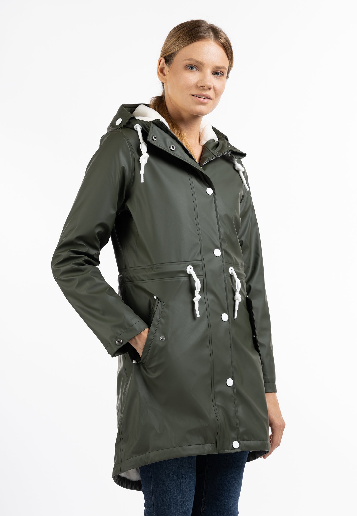 DreiMaster Maritim women's rain coat with faux fur Lining