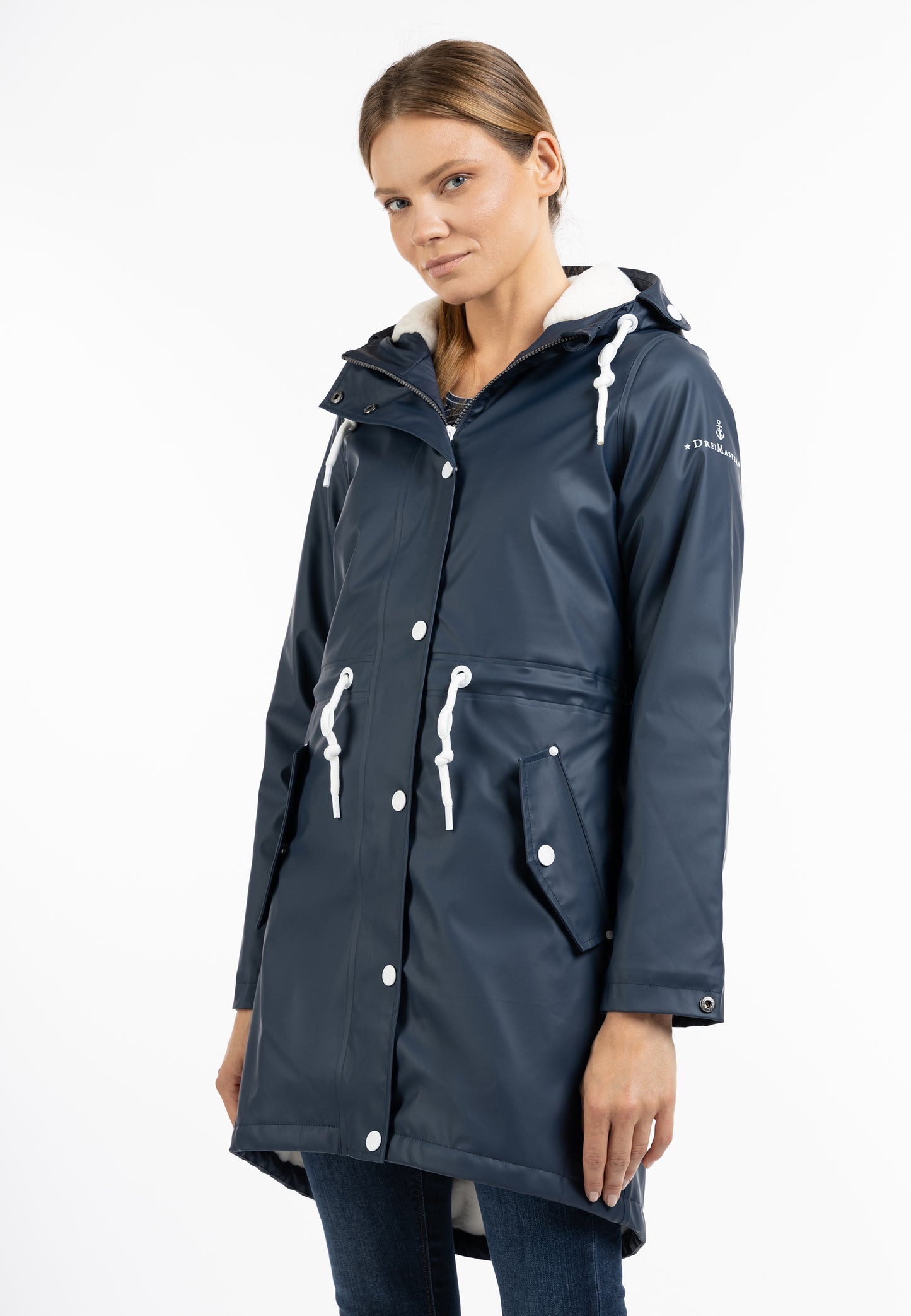 DreiMaster Maritim women's rain coat with faux fur Lining