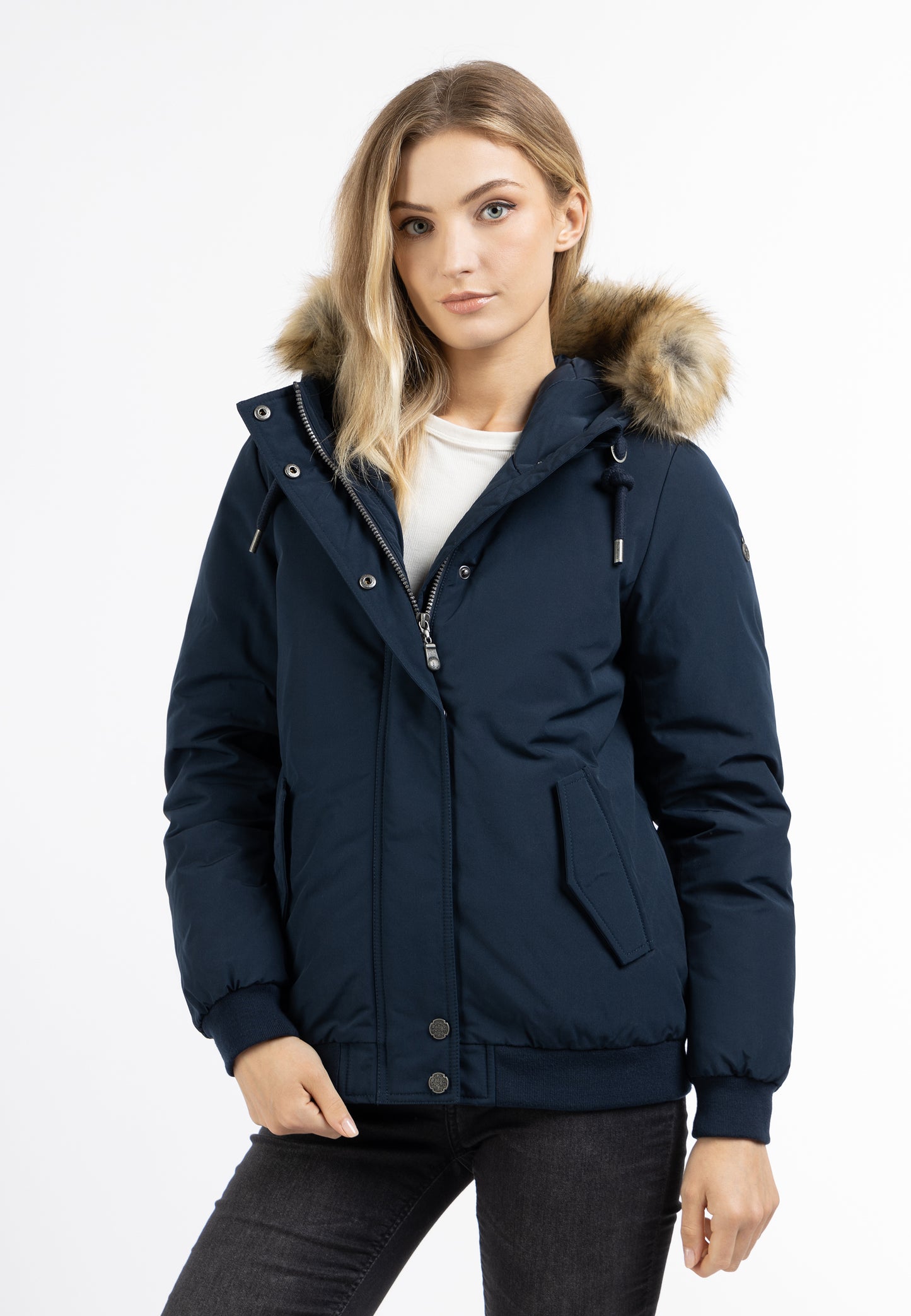 DreiMaster Vintage women's winter blouson with faux fur trim
