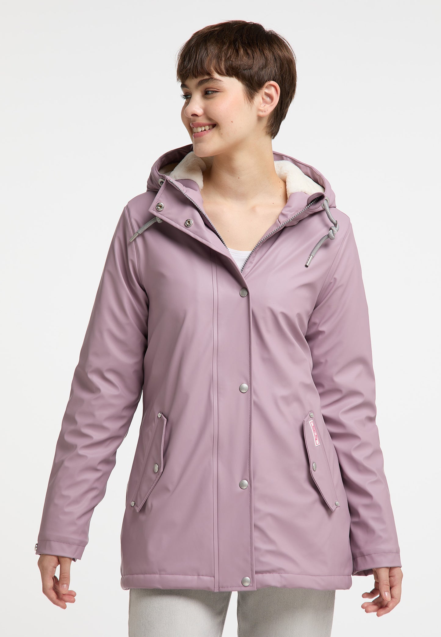 myMo women's rain jacket with faux fur lining
