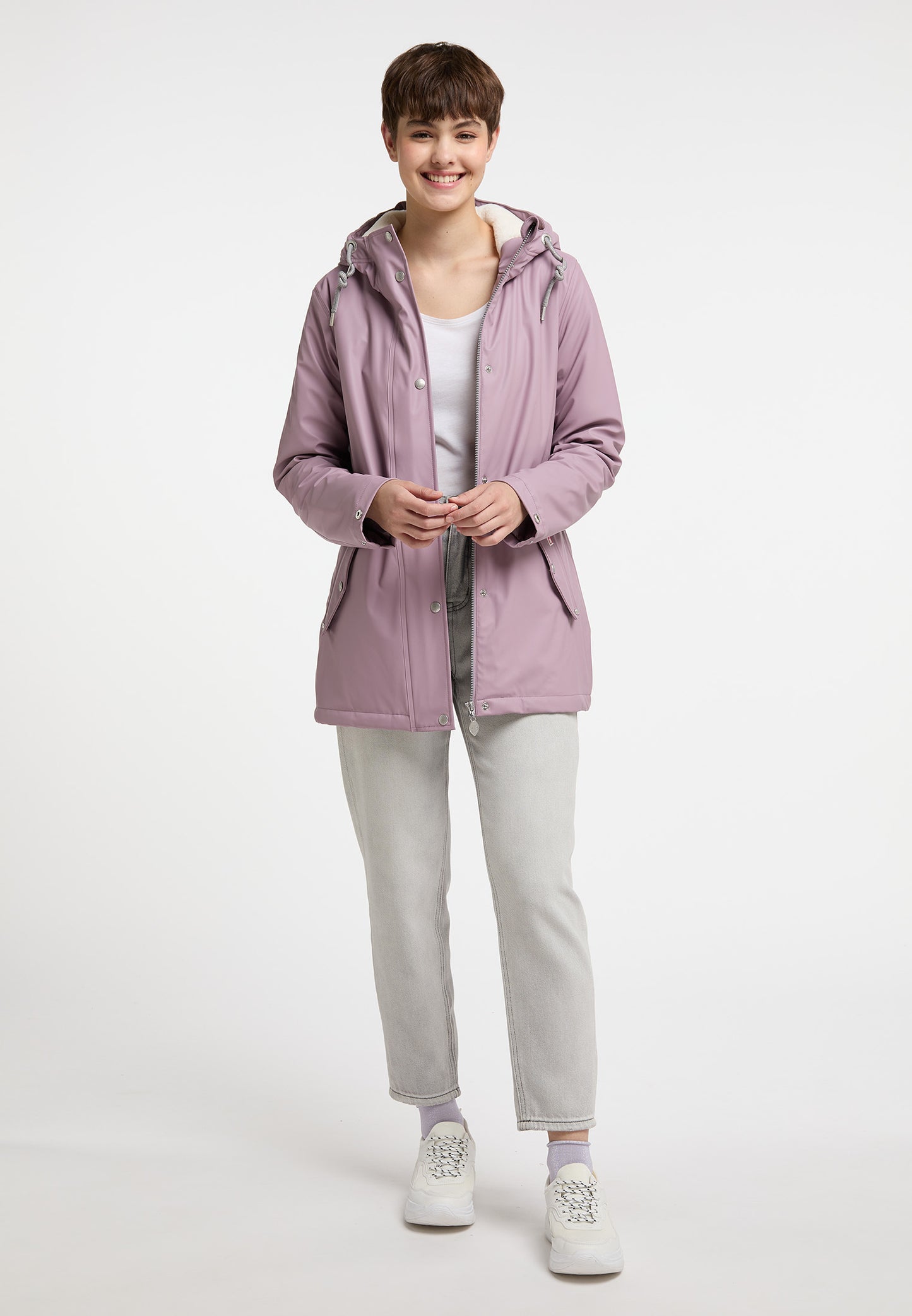 myMo women's rain jacket with faux fur lining