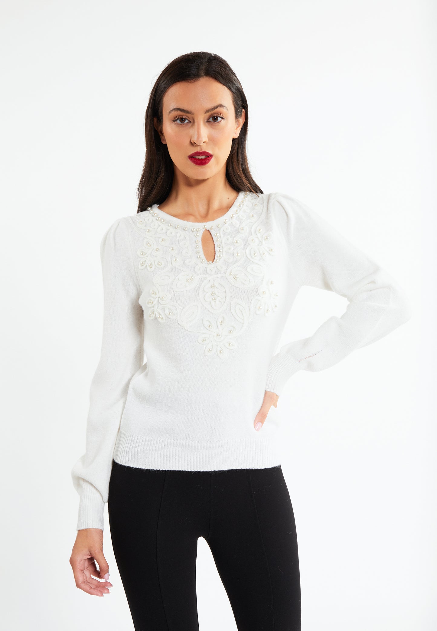 faina women's knitted sweater with pearl