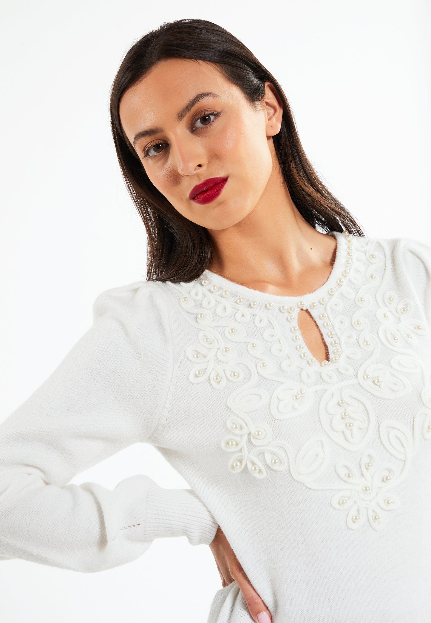 faina women's knitted sweater with pearl