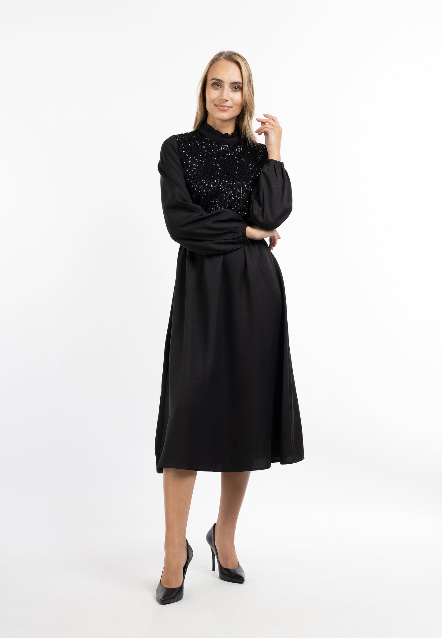 usha women's long sleeve dress