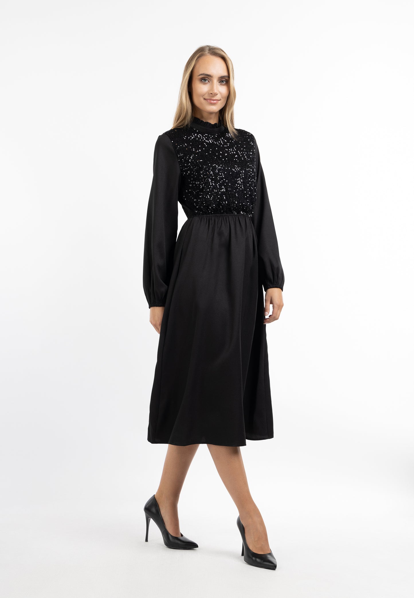 usha women's long sleeve dress