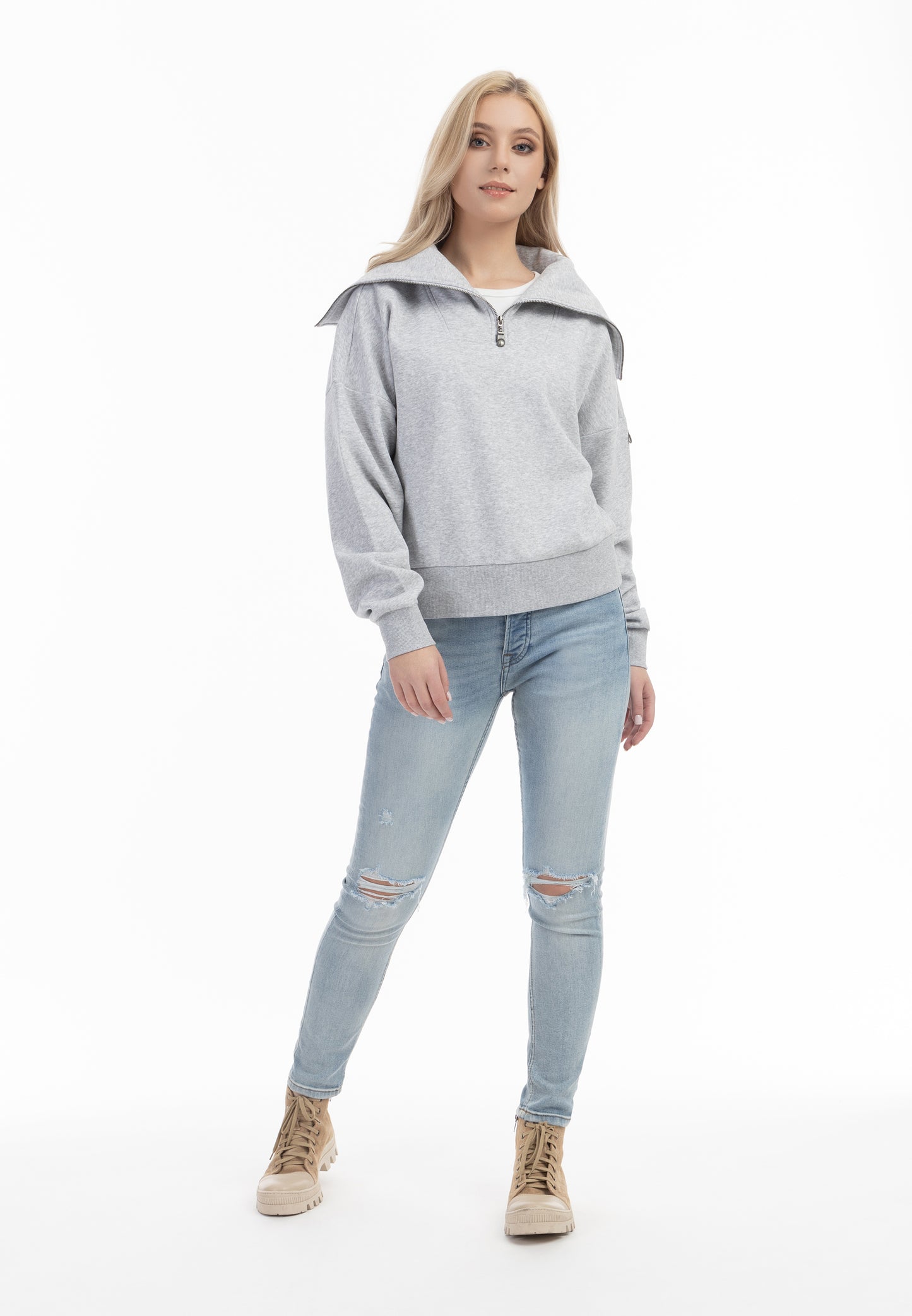 DreiMaster Vintage women's oversize troyer sweater