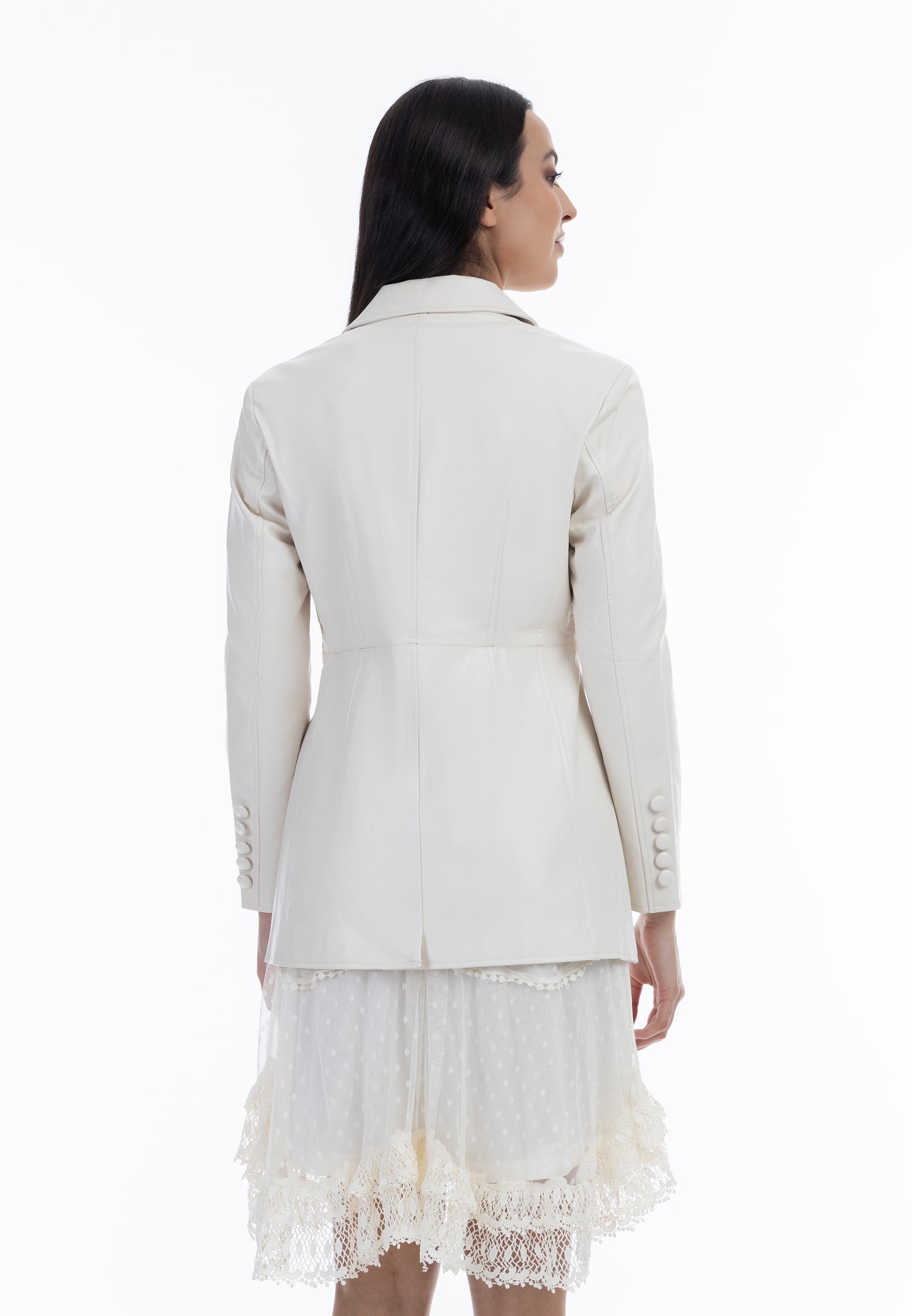 faina women's faux leather blazer