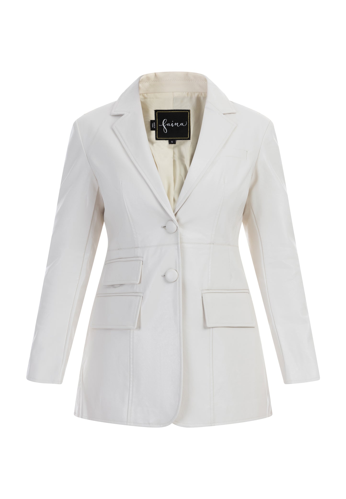 faina women's faux leather blazer