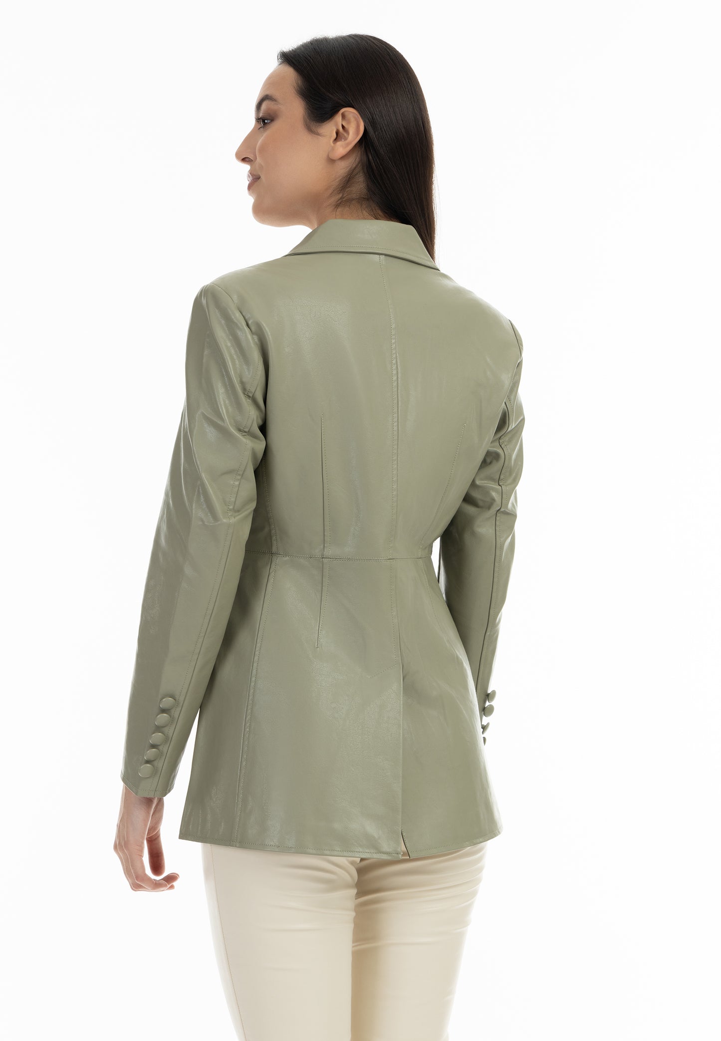 faina women's faux leather blazer