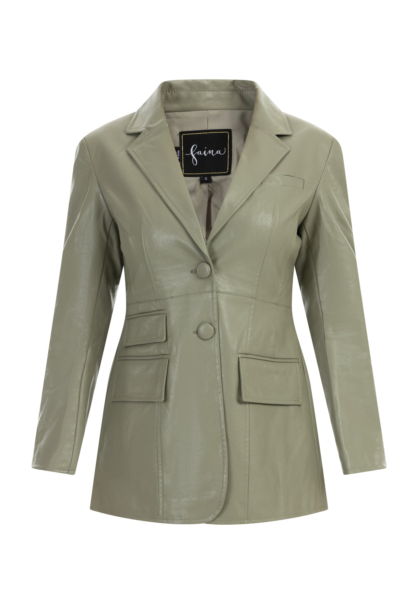 faina women's faux leather blazer