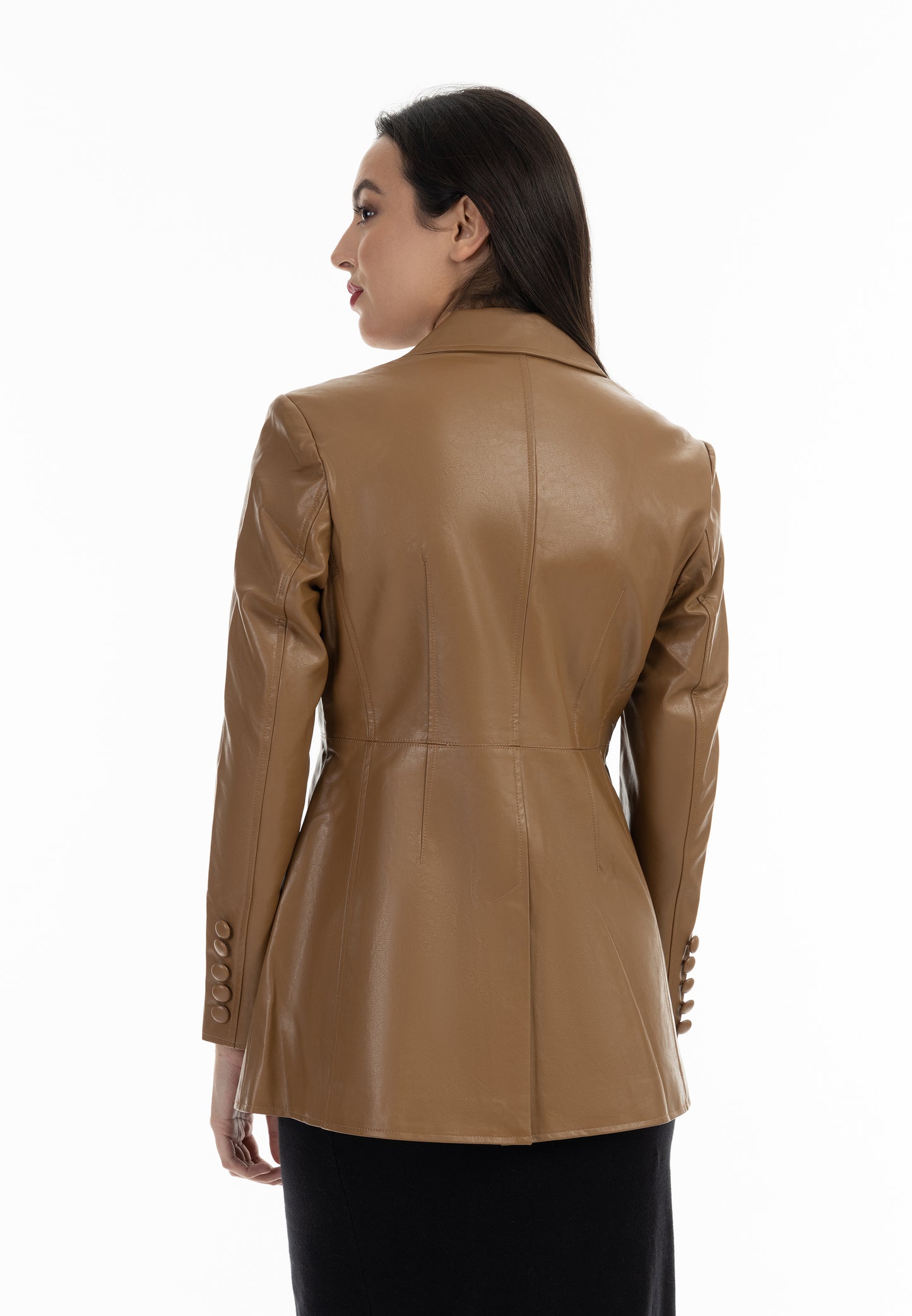 faina women's faux leather blazer