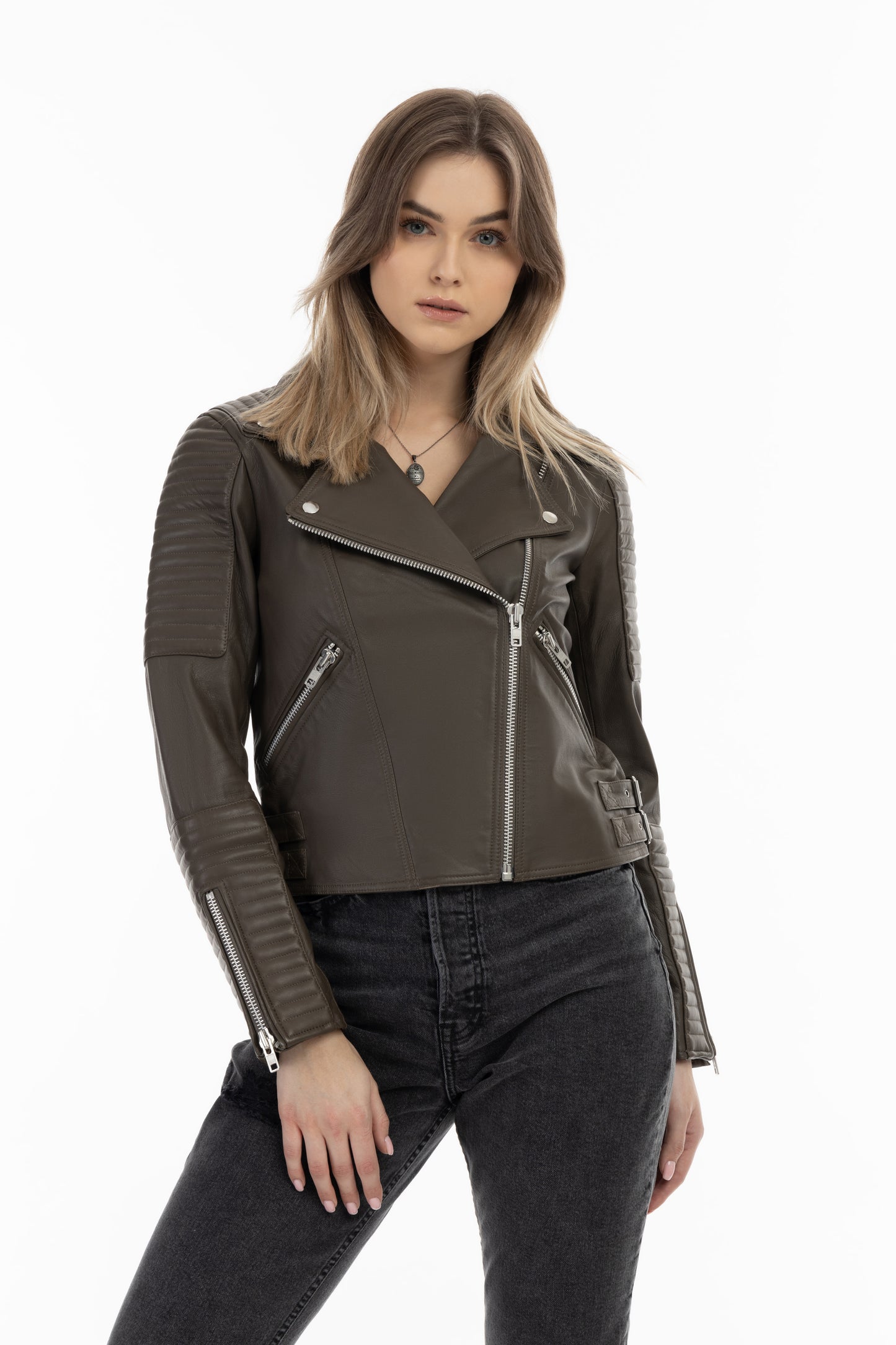 DreiMaster Vintage women's leather biker jacket