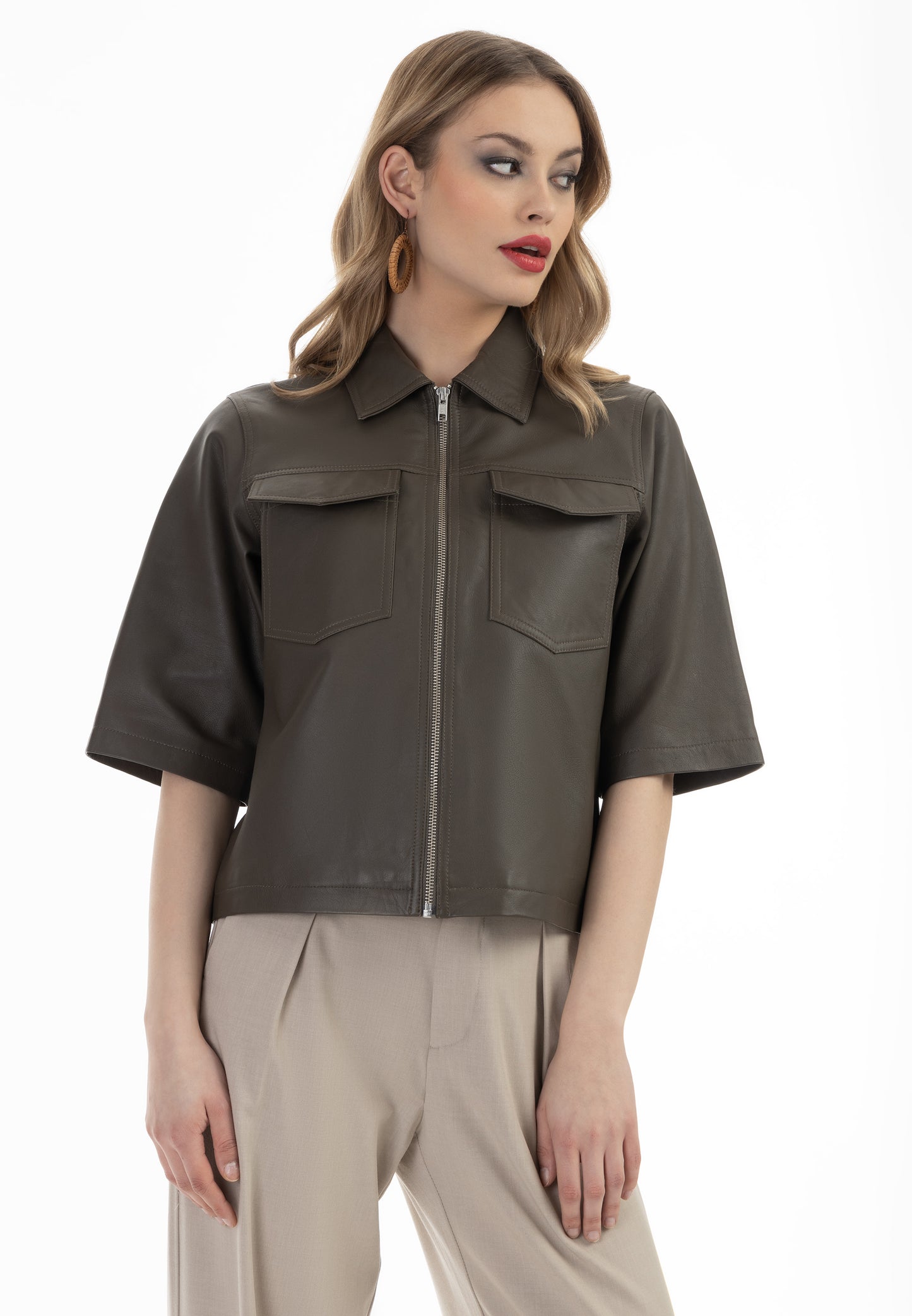 faina women's Leather shirt