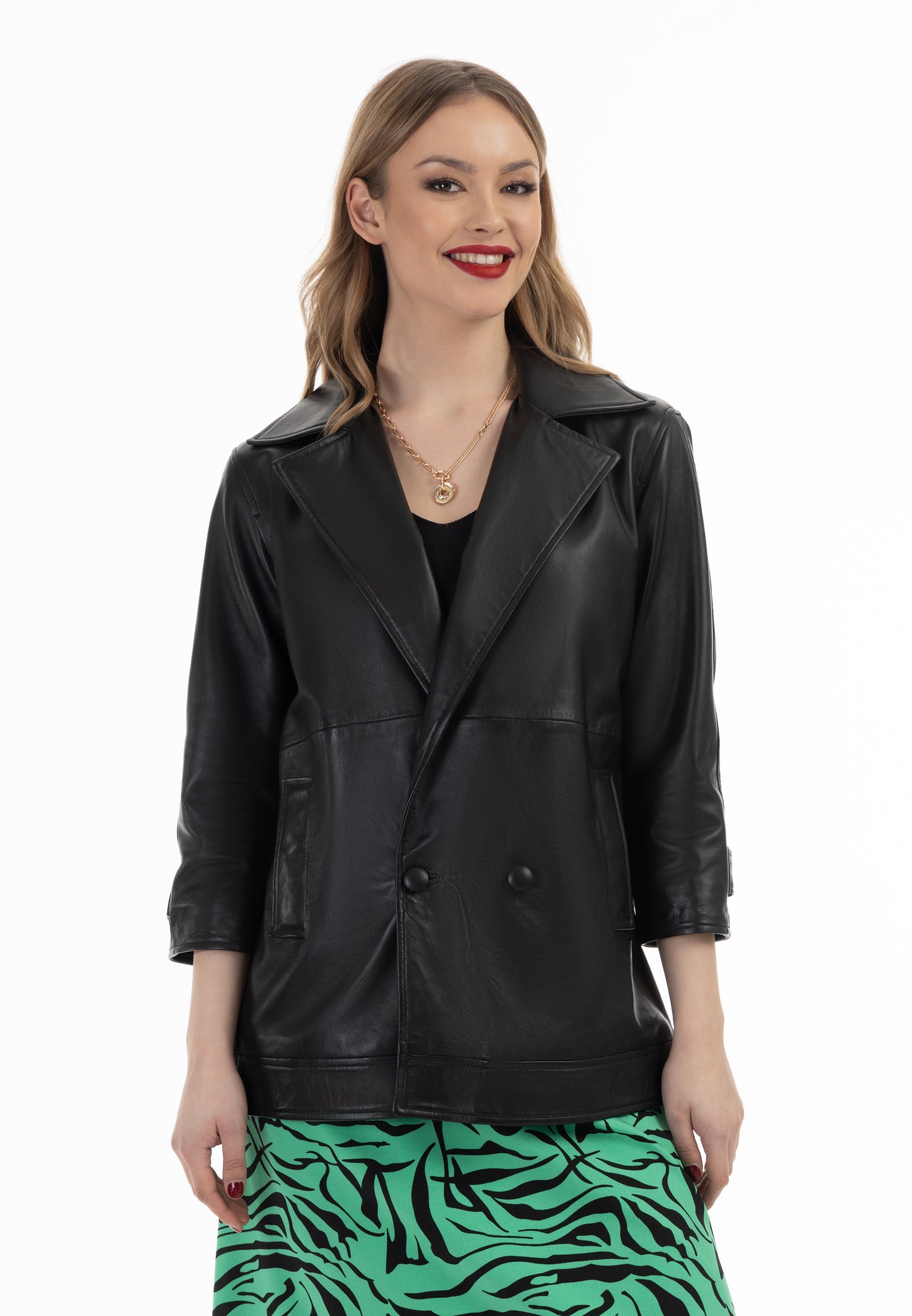 faina women's leather blazer jacket