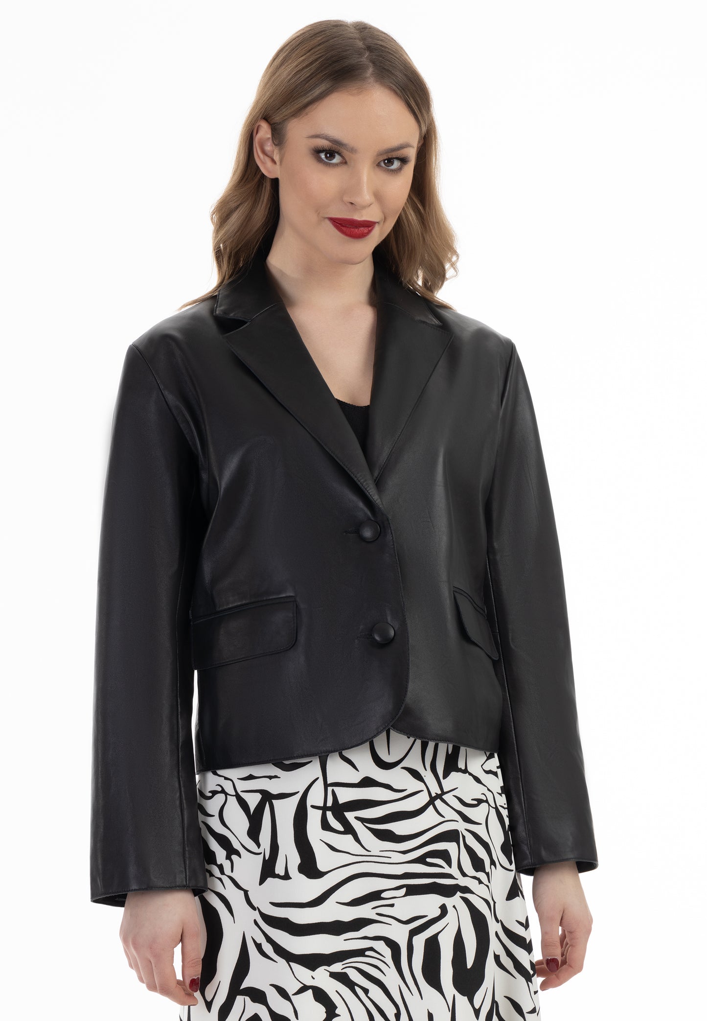 faina women's leather blazer