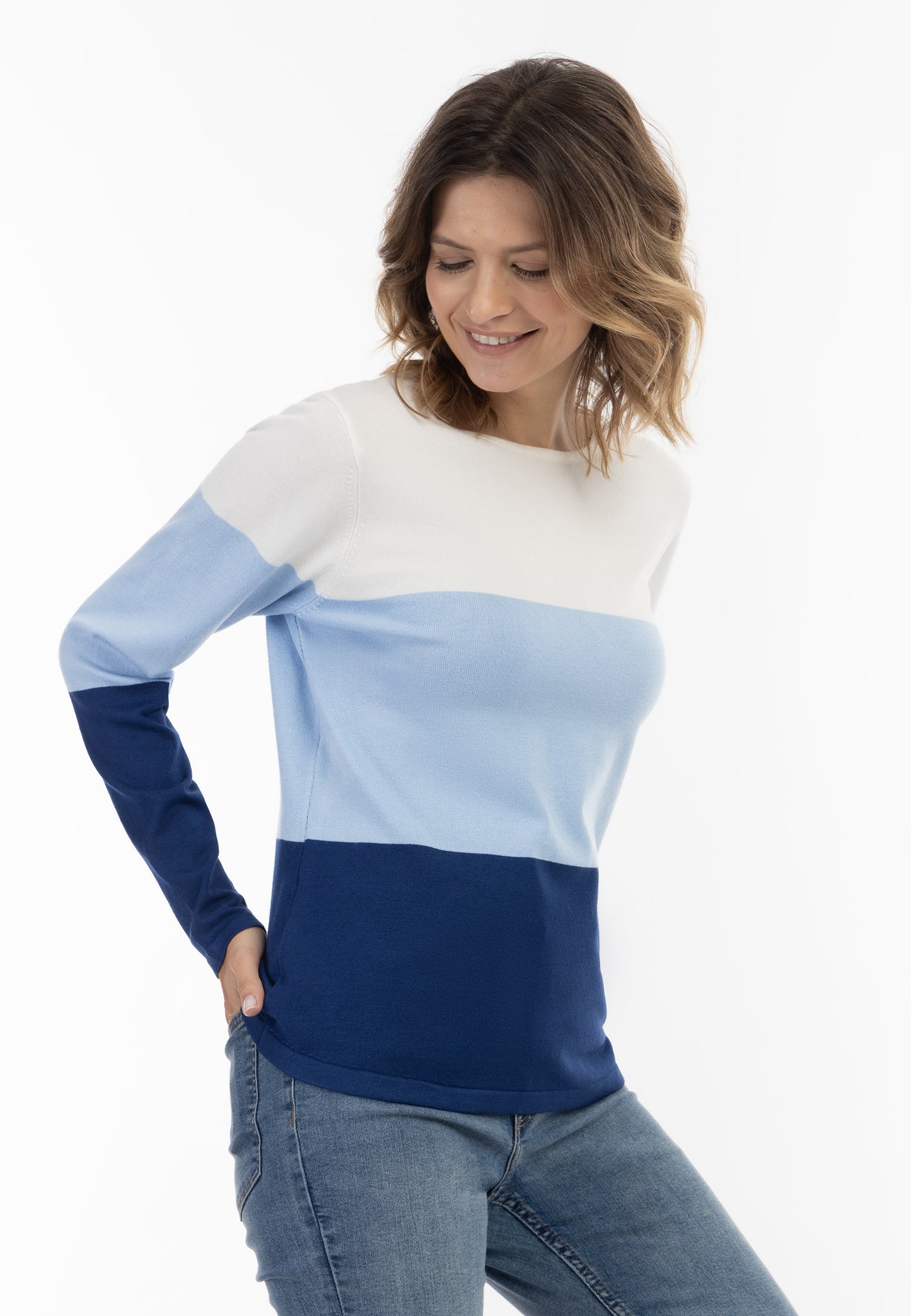 usha BLUE LABEL damski sweter w delikatne paski