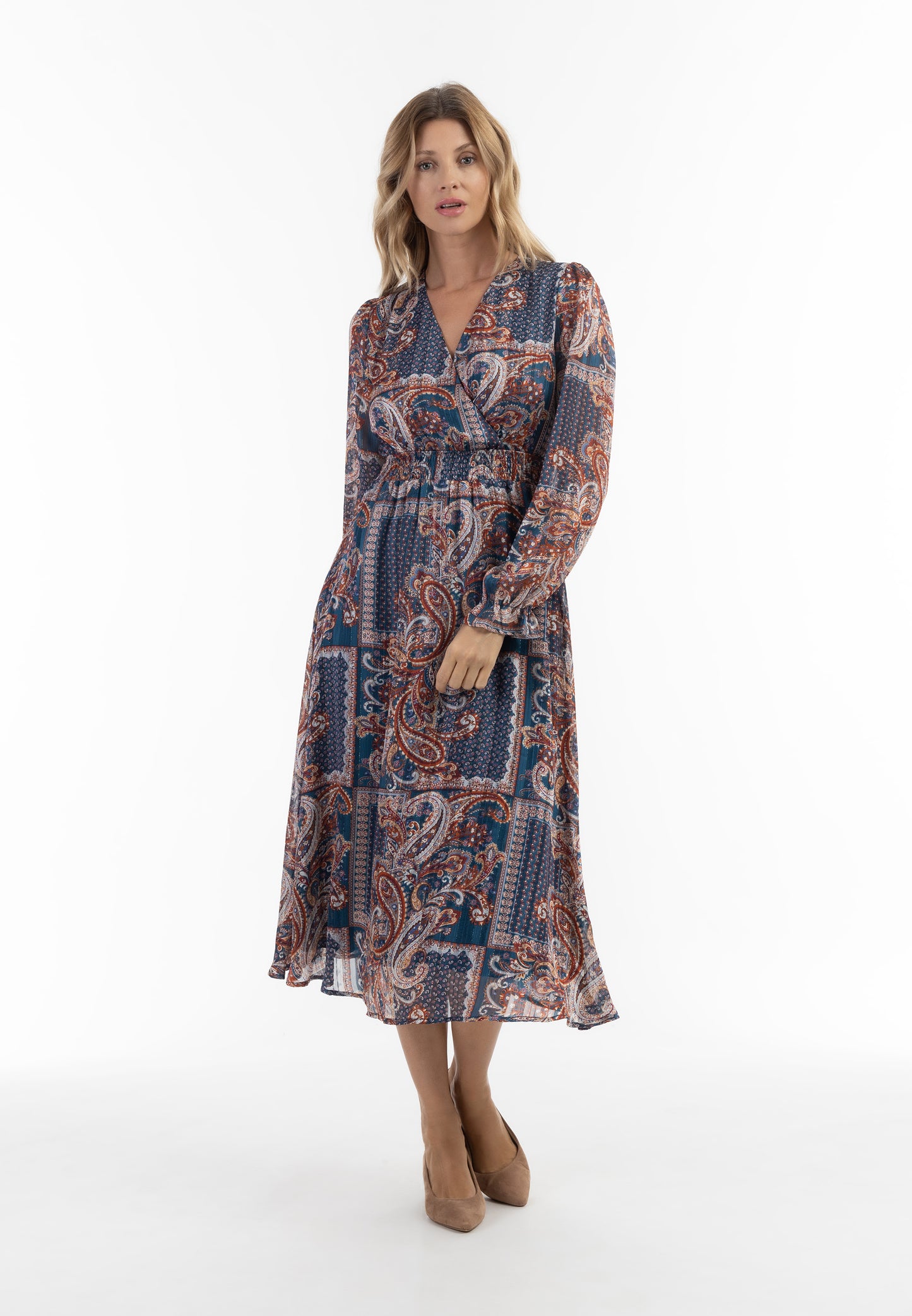 usha women's paisley print maxi dress