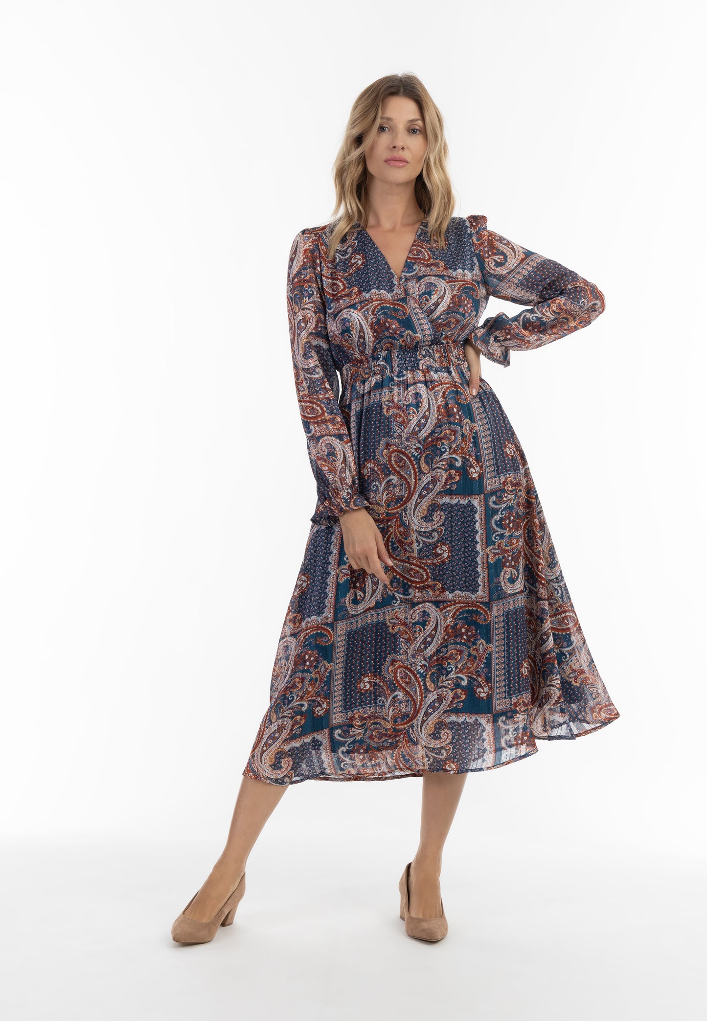usha women's paisley print maxi dress