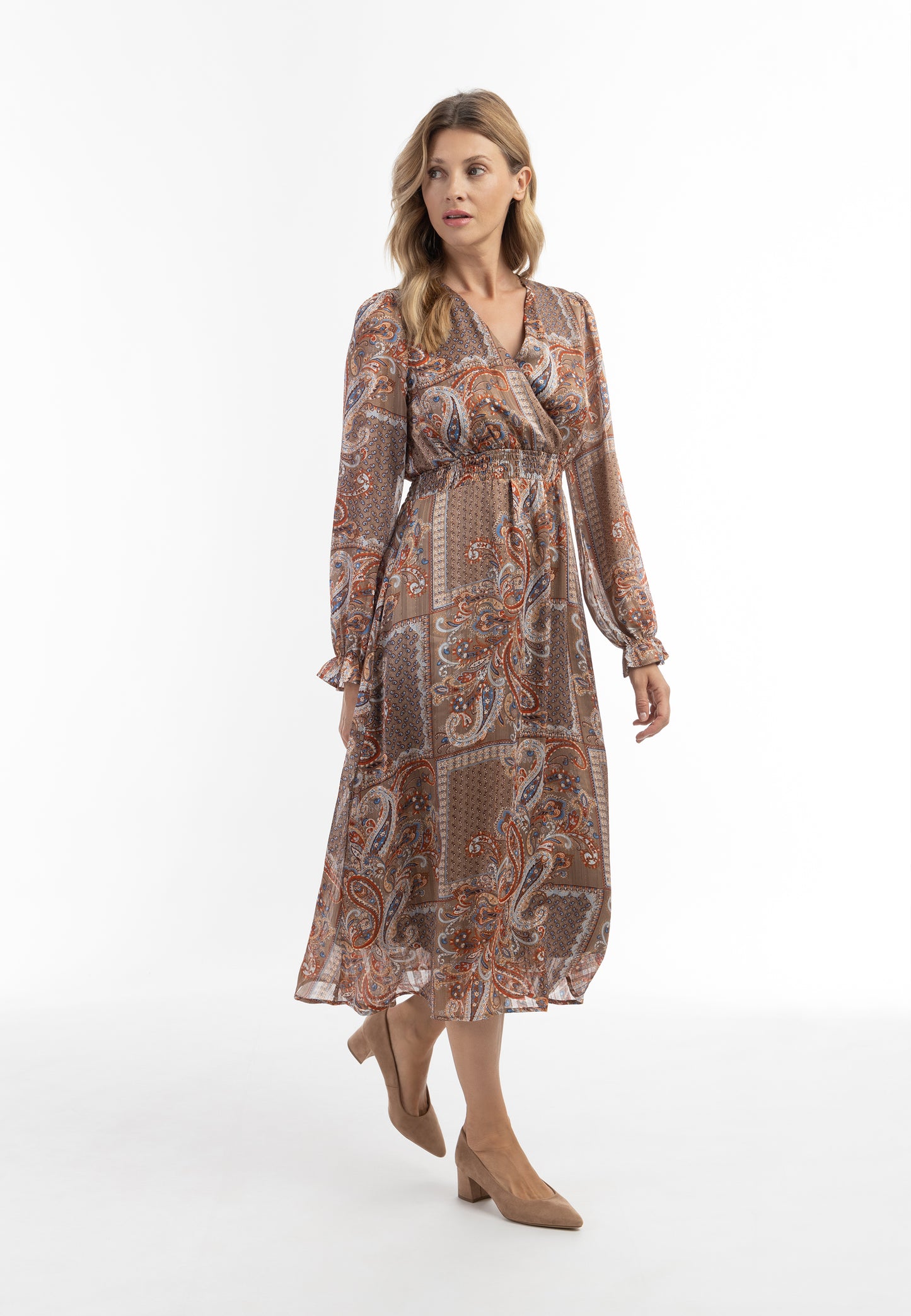 usha women's paisley print maxi dress