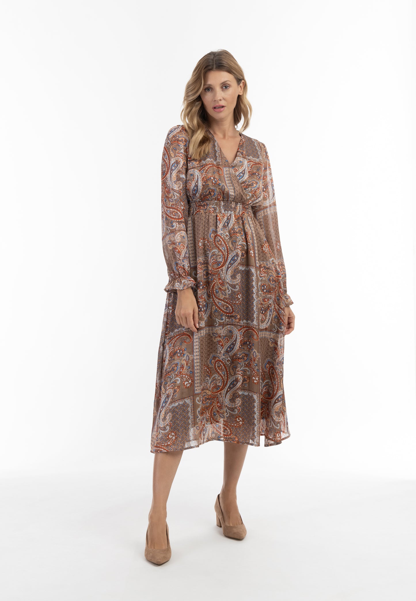 usha women's paisley print maxi dress