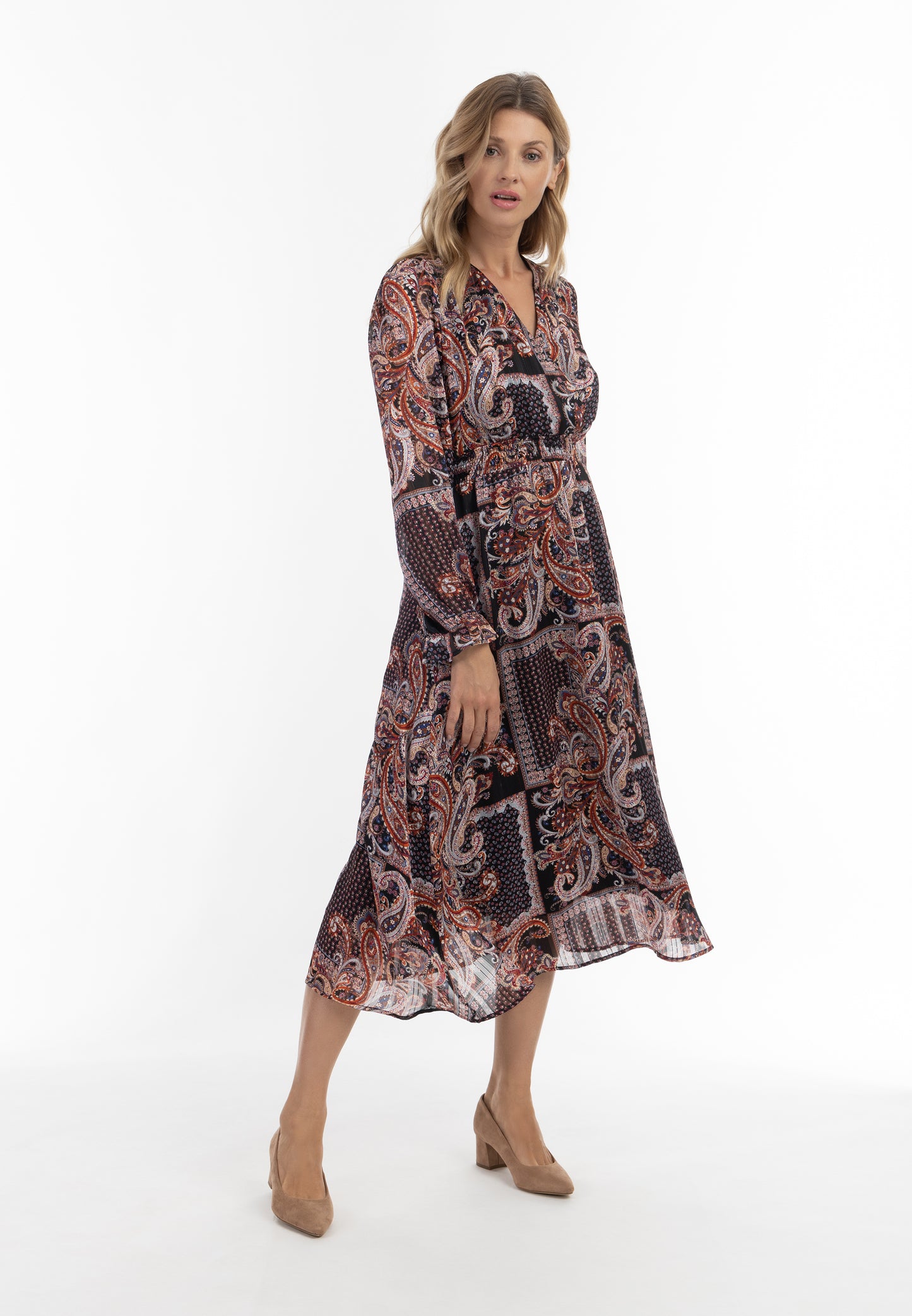 usha women's paisley print maxi dress