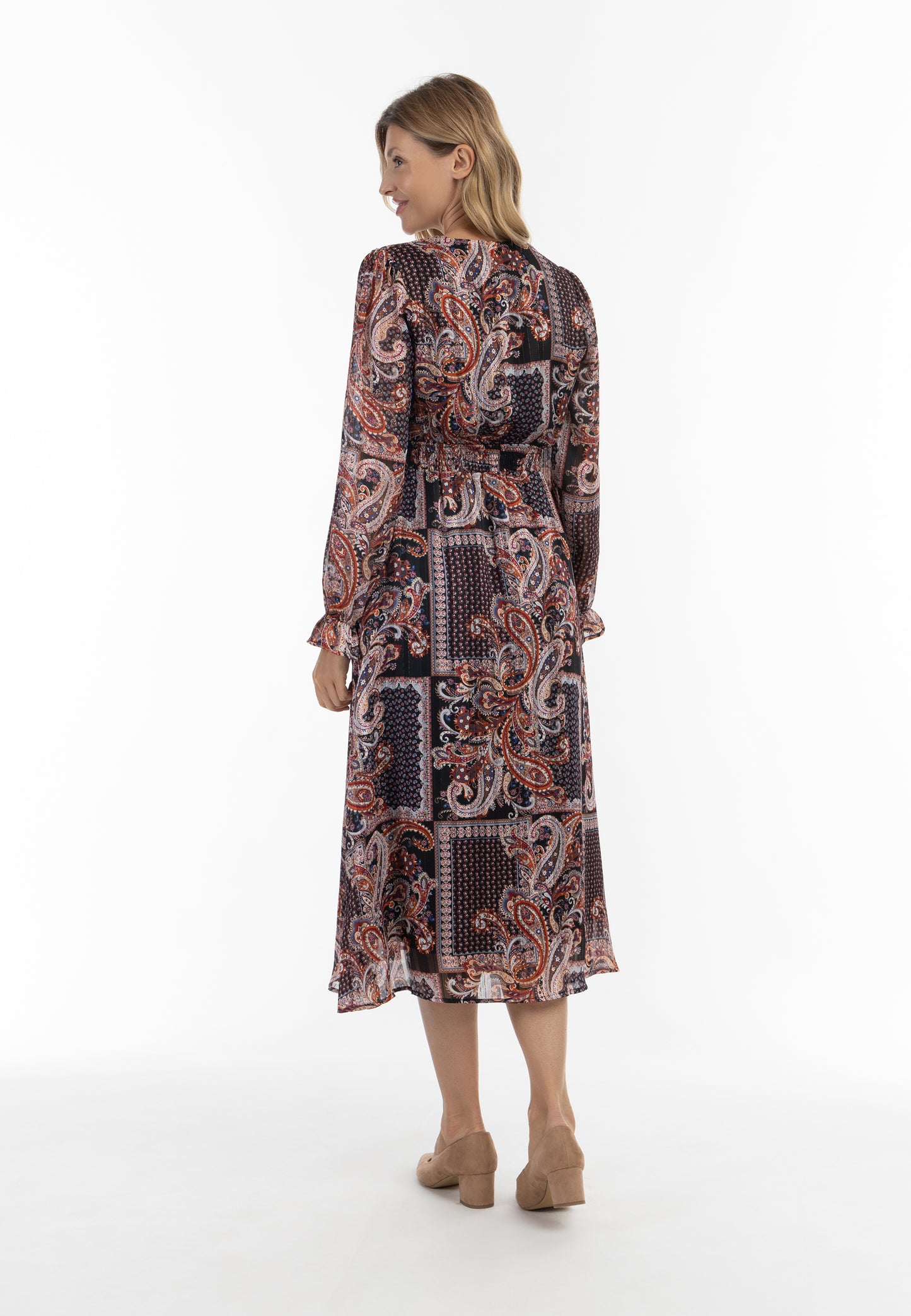usha women's paisley print maxi dress