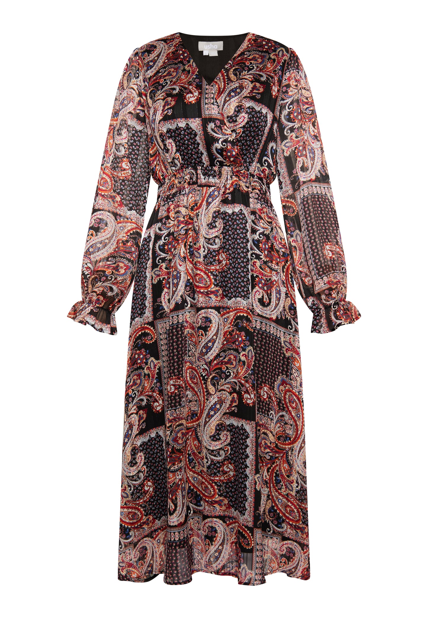 usha women's paisley print maxi dress