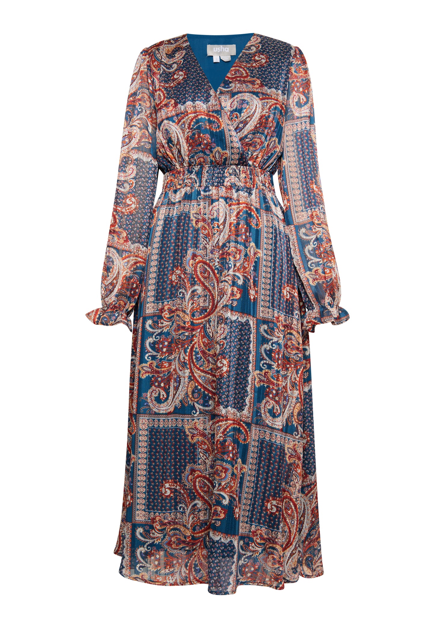 usha women's paisley print maxi dress
