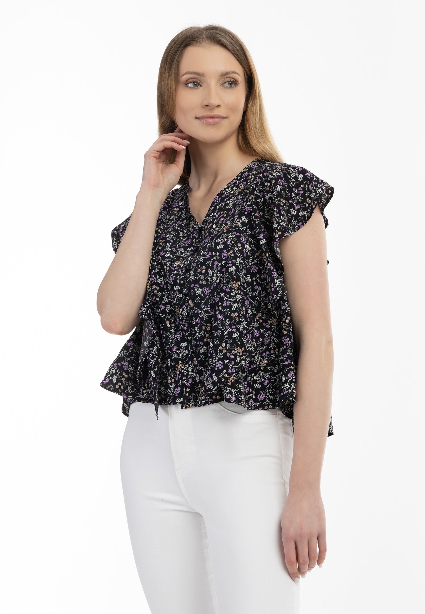 usha women's short sleeve blouse